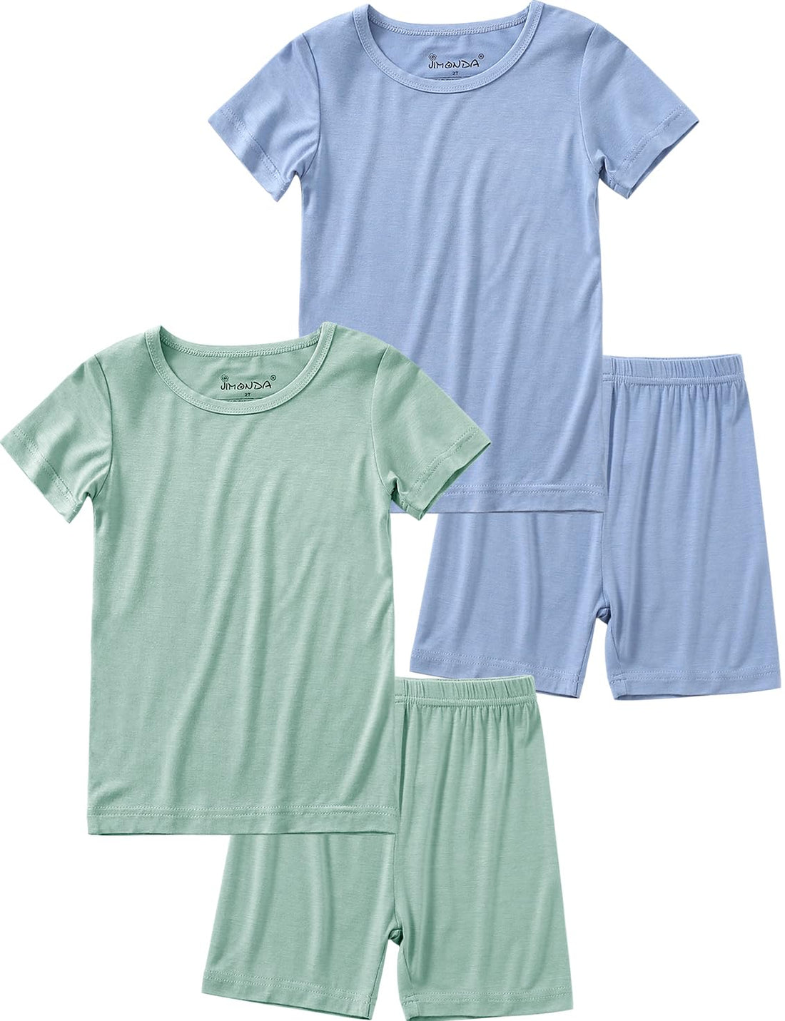 Jimonda Baby Boys Girls Pajama Sets Kid Soft Sleepwear Rayon From Bamboo Sleepwear Short Sleeve 4-Piece Cool Jammies 18M-12Y