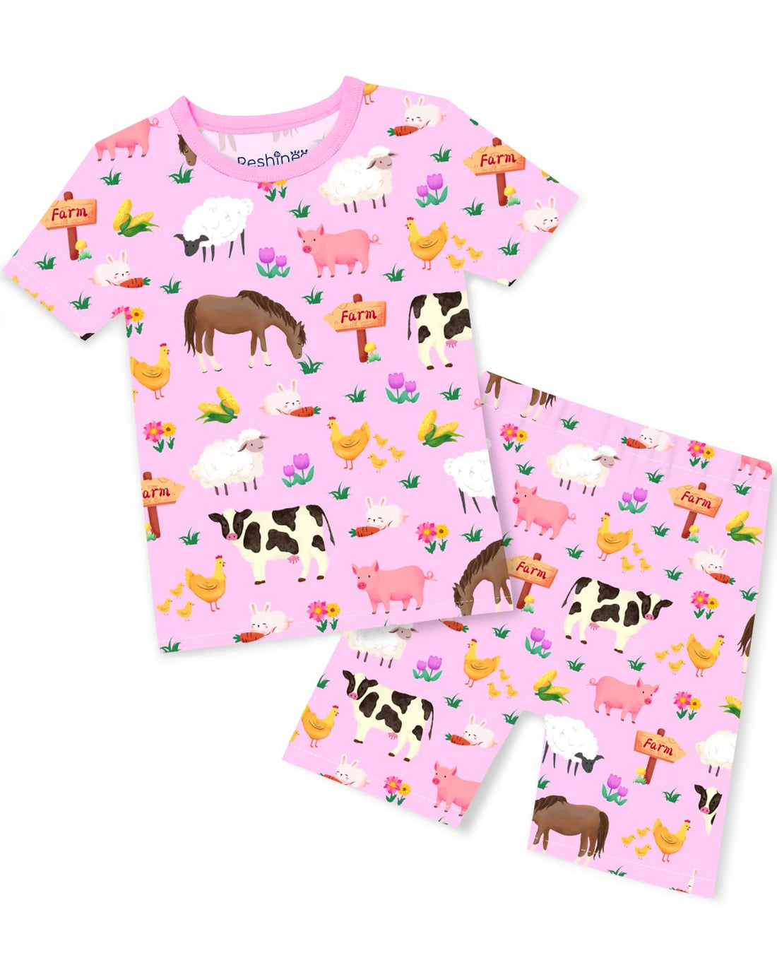 babee Reshinee Bamboo Viscose Toddler Unicorn Mermaid Girls Kids Pajamas Short Sleeve Summer Cool Snug fit Pjs, 2pcs