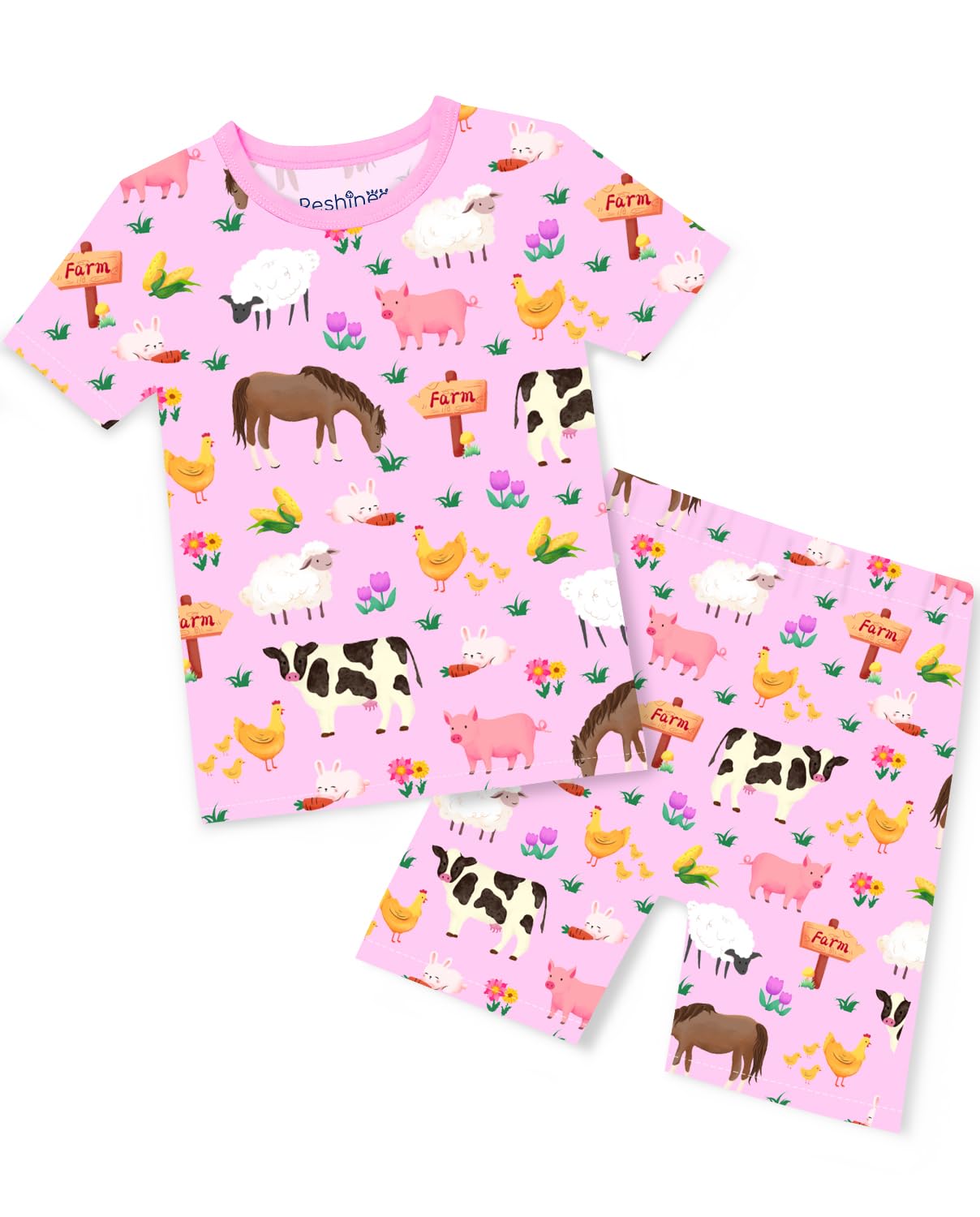 babee Reshinee Bamboo Viscose Toddler Unicorn Mermaid Girls Kids Pajamas Short Sleeve Summer Cool Snug fit Pjs, 2pcs