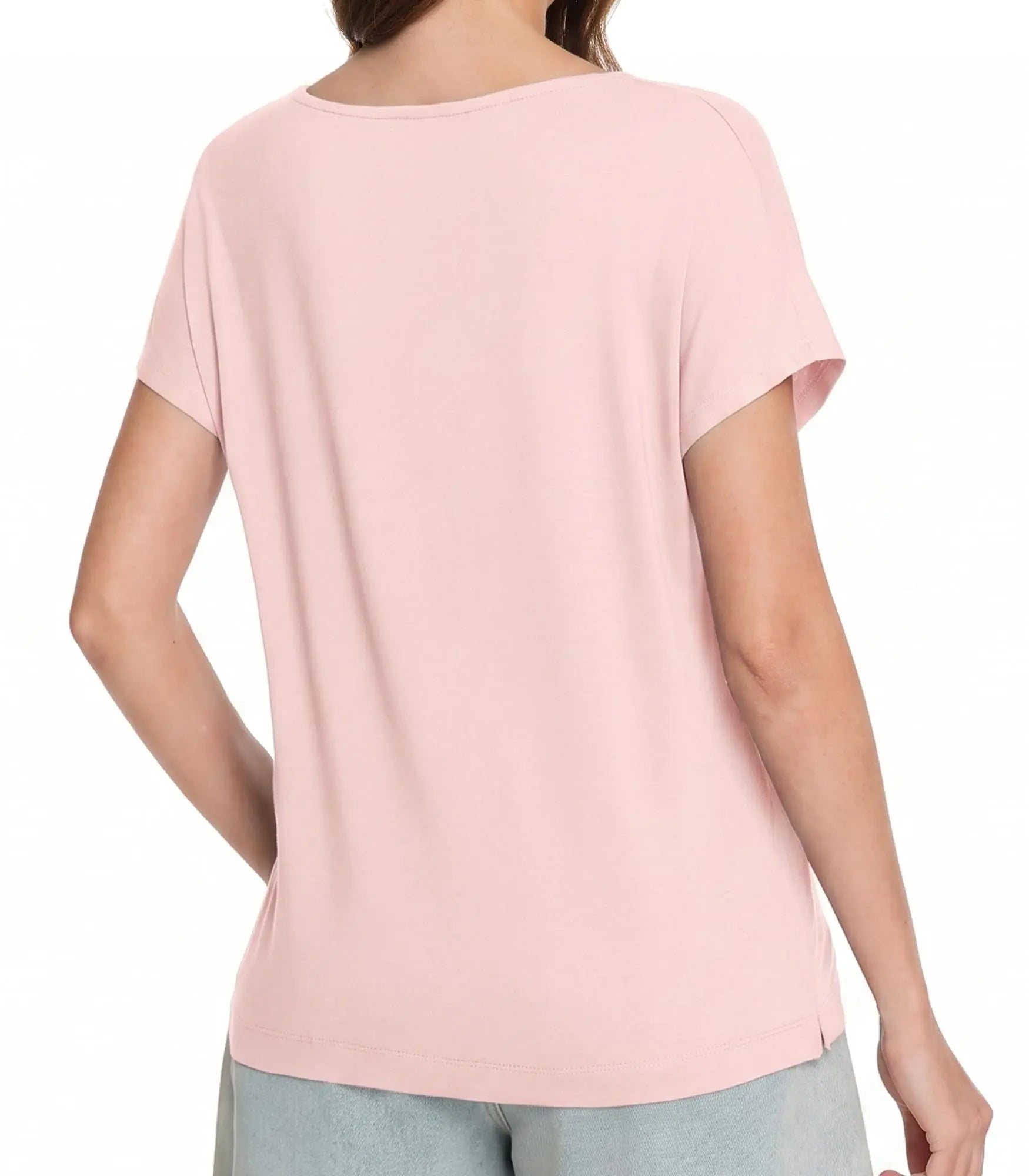 WiWi Bamboo Viscose Shirts for Women, Super Soft Short Sleeve Sleep Pajama Tops, Cooling Satin V Neck Summer Lounge Wear