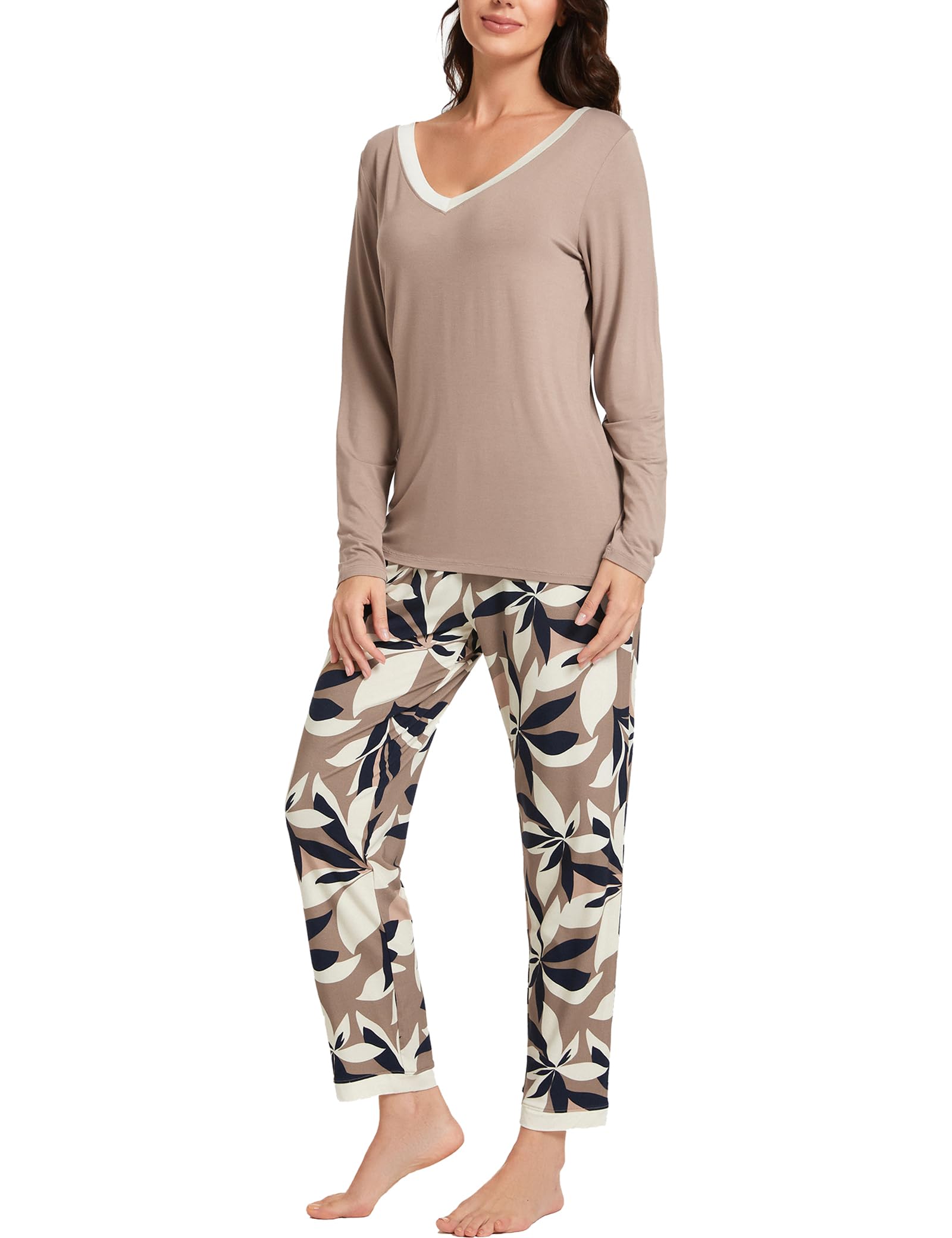 GYS Viscose from Bamboo Women's Pajama Sets Super Soft Long Sleeve Sleepwear Comfy Winter Pjs Sets S-4X