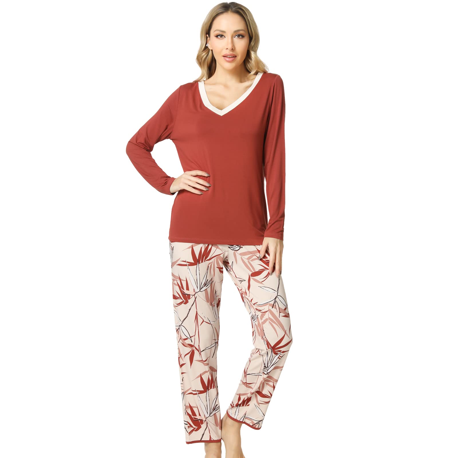 GYS Viscose from Bamboo Women's Pajama Sets Super Soft Long Sleeve Sleepwear Comfy Winter Pjs Sets S-4X