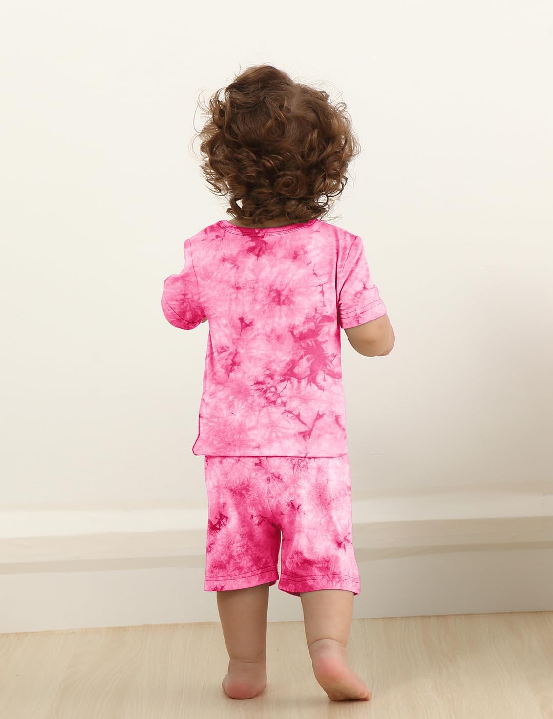 Jimonda Kids Soft Rayon From Bamboo Sleepwear Short Sleeve Boys Girls Pajama Outdoor 4-Piece tops&shorts Casual sets Tie PJ