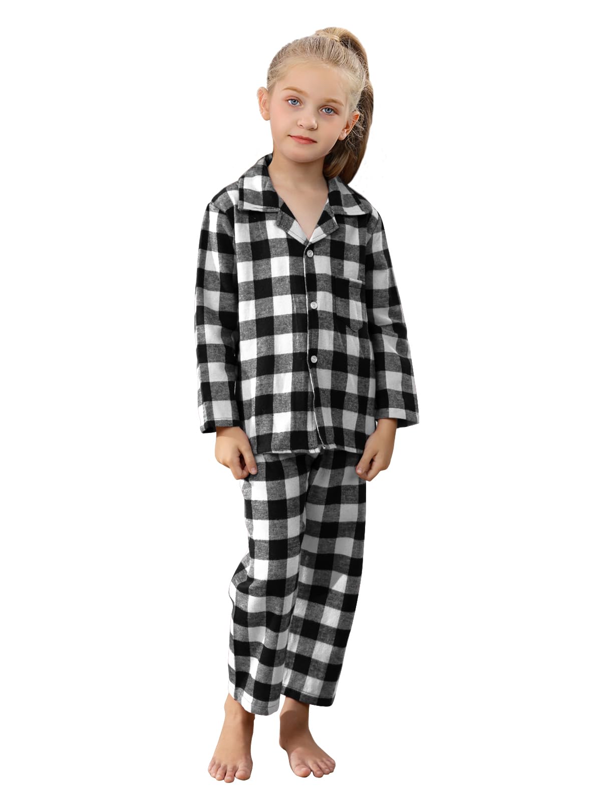 QZH.DUAO Family Christmas Pjs Matching Sets Plaid Pajamas Long Sleeve Holiday Sleepwear Set Loungewear Set