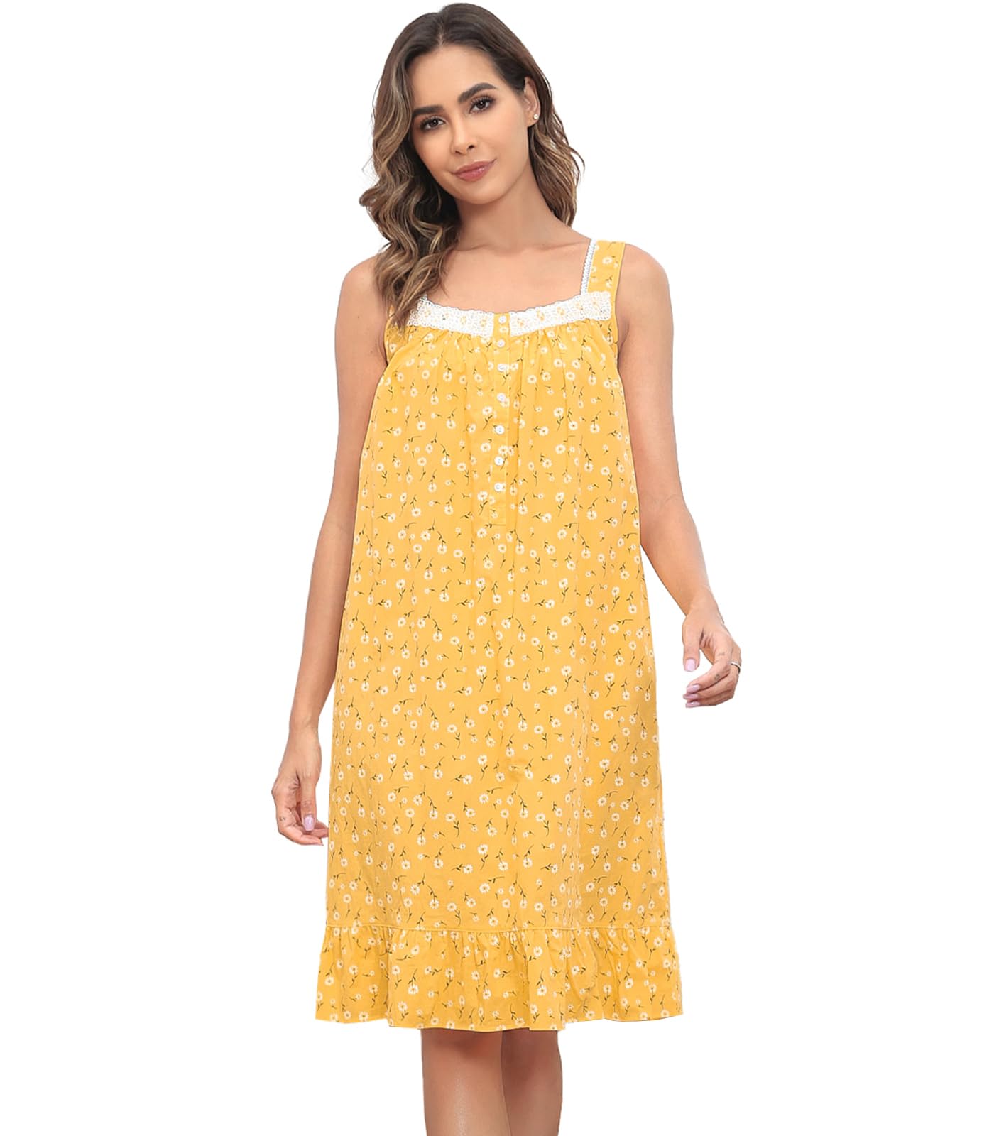 Sleeveless Nightgowns for Women 100% Cotton Nightgown Sleep Dress Soft Ladies Gowns Sleepwear Nightdress WEBE CLOTHING