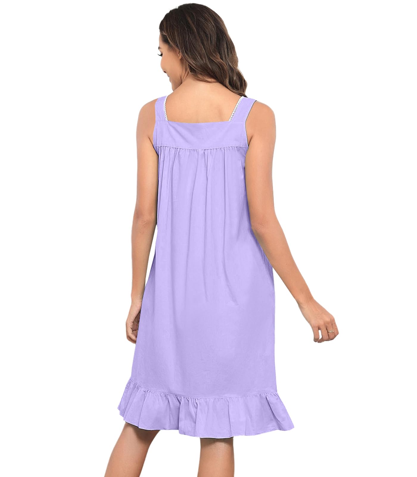Sleeveless Nightgowns for Women 100% Cotton Nightgown Sleep Dress Soft Ladies Gowns Sleepwear Nightdress WEBE CLOTHING