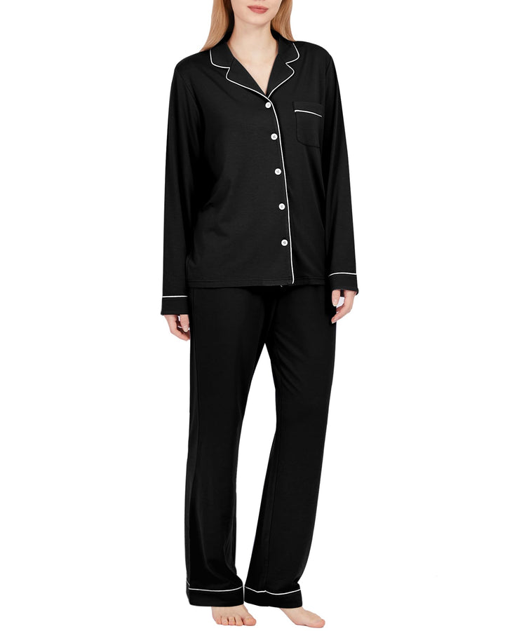 BAMBOO COOL Pajamas Set for Women Comfy Lounge Set Button Down Sleepwear Long Sleeve Pj Set