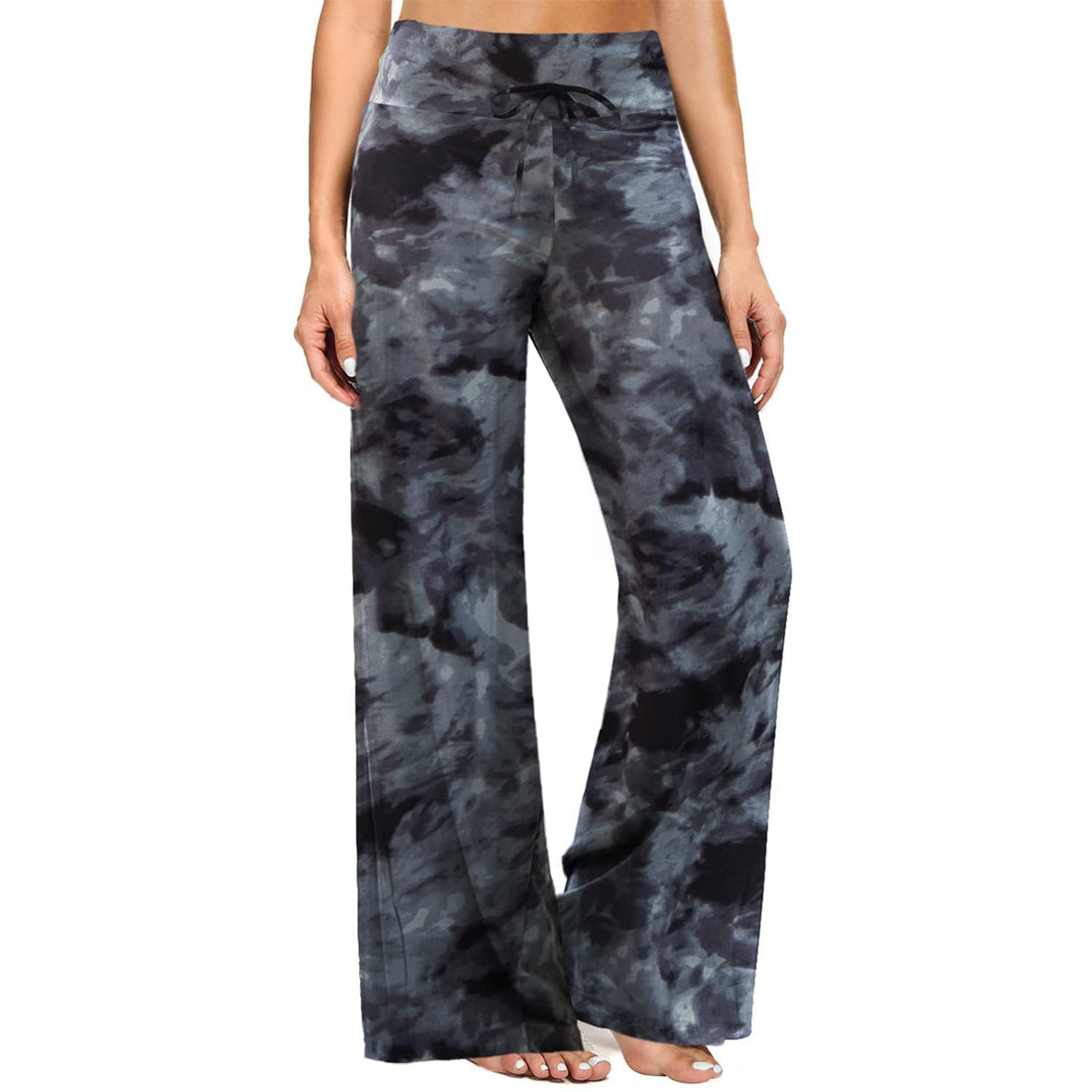 ZOOSIXX Soft Black Pajama Pants for Women, Wide Leg Pants Woman Flowy Comfy Casual Lounge Yoga Capri Pants 22”/ 30”