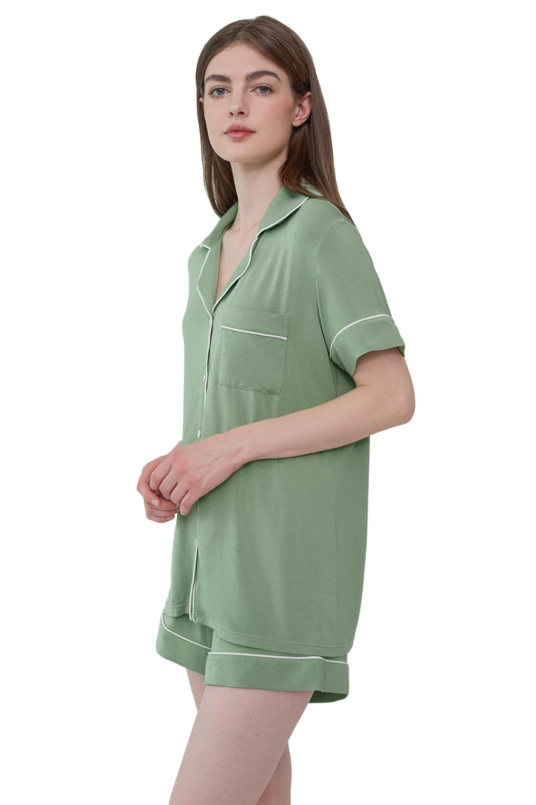 Joyaria Women's Cooling Bamboo Viscose Pajamas Shorts Set Button Front | Moisture Wicking, Cool & Lightweight, Breathable PJs for Night Sweats