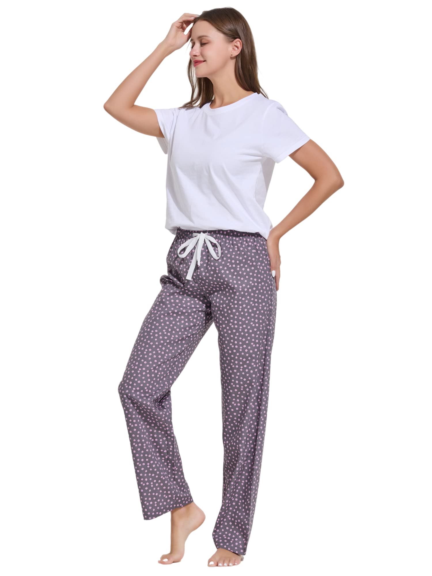 CYZ Women's 100% Cotton Woven Poplin Sleep Pajama Pants