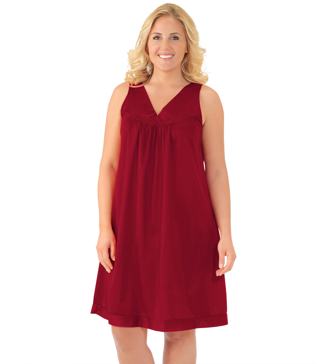 Exquisite Form Women's 30107 Nylon Tricot Sleeveless Short Knee Length Nightgown WEBE CLOTHING