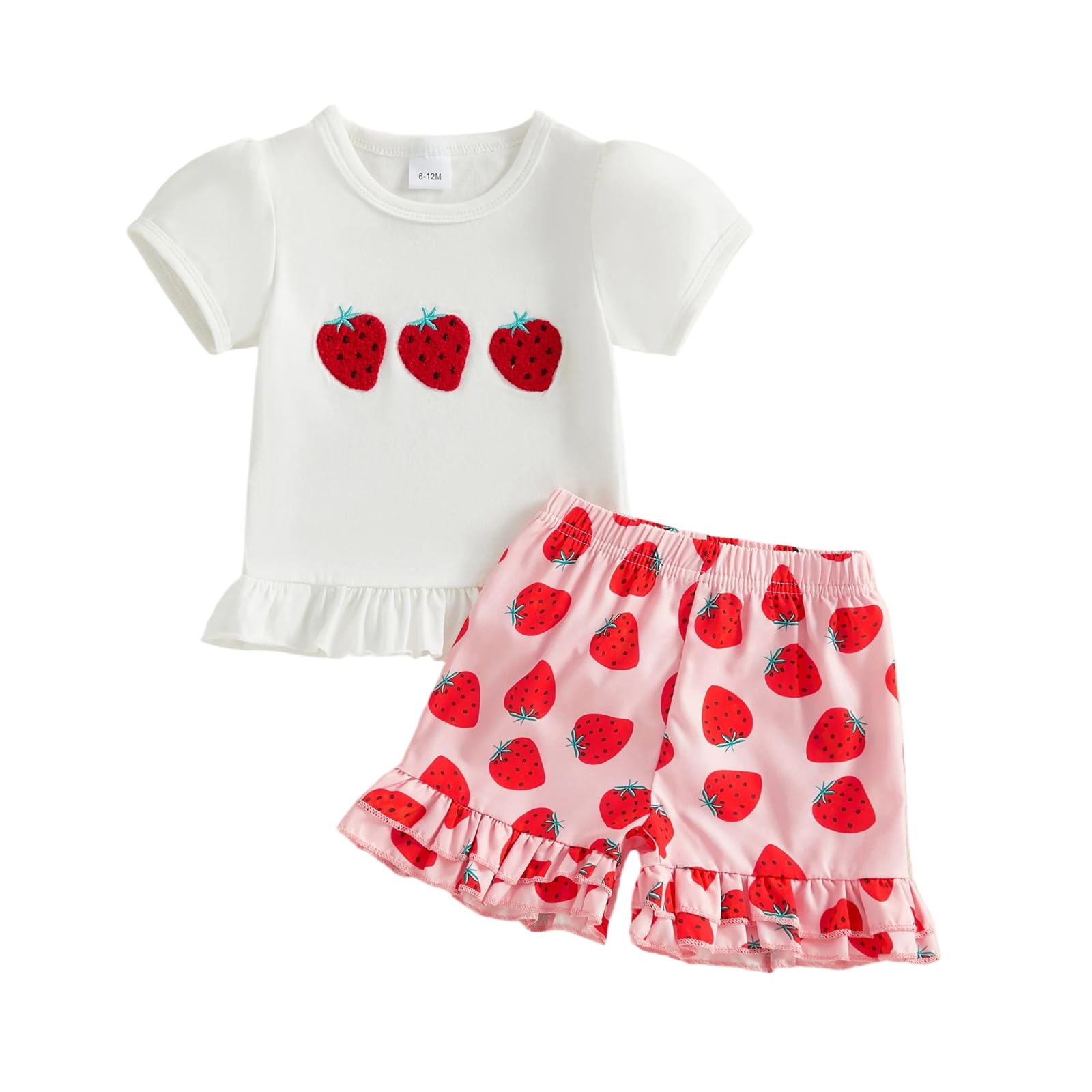 Toddler Baby Girl Summer Clothes T-Shirt Shorts Set Cute Outfits | Toddler Baby Girl Summer Clothes Short Sleeves T-Shirt Tops and Ruffled Shorts Set Cute Summer Outfits 2Pcs WEBE CLOTHING