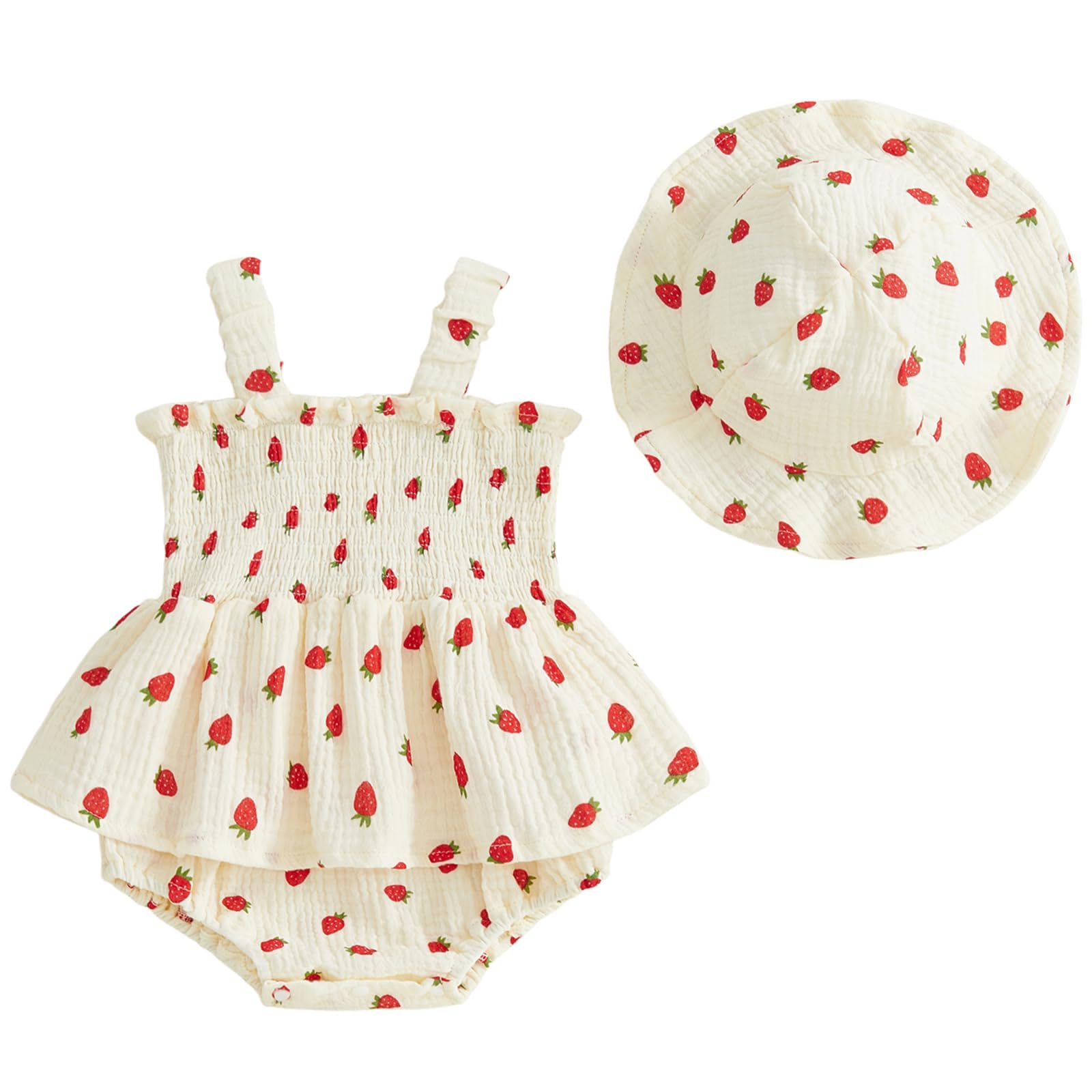 Mubineo Baby Girl Clothes Summer Dress Cotton Linen Romper Sleeveless Smocked Rompers Sun Dress Hat Skirt Boho Outfits WEBE CLOTHING