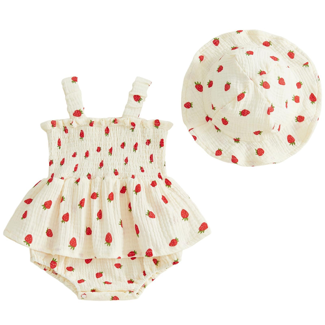 Mubineo Baby Girl Clothes Summer Dress Cotton Linen Romper Sleeveless Smocked Rompers Sun Dress Hat Skirt Boho Outfits WEBE CLOTHING
