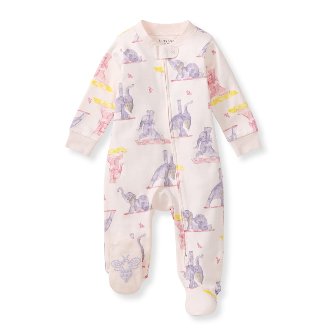 Burt's Bees Baby Organic Cotton Sleep and Play Footed Pajamas for Girls, Zipper PJ Newborn Sleeper with Non-Slip Bee Grips