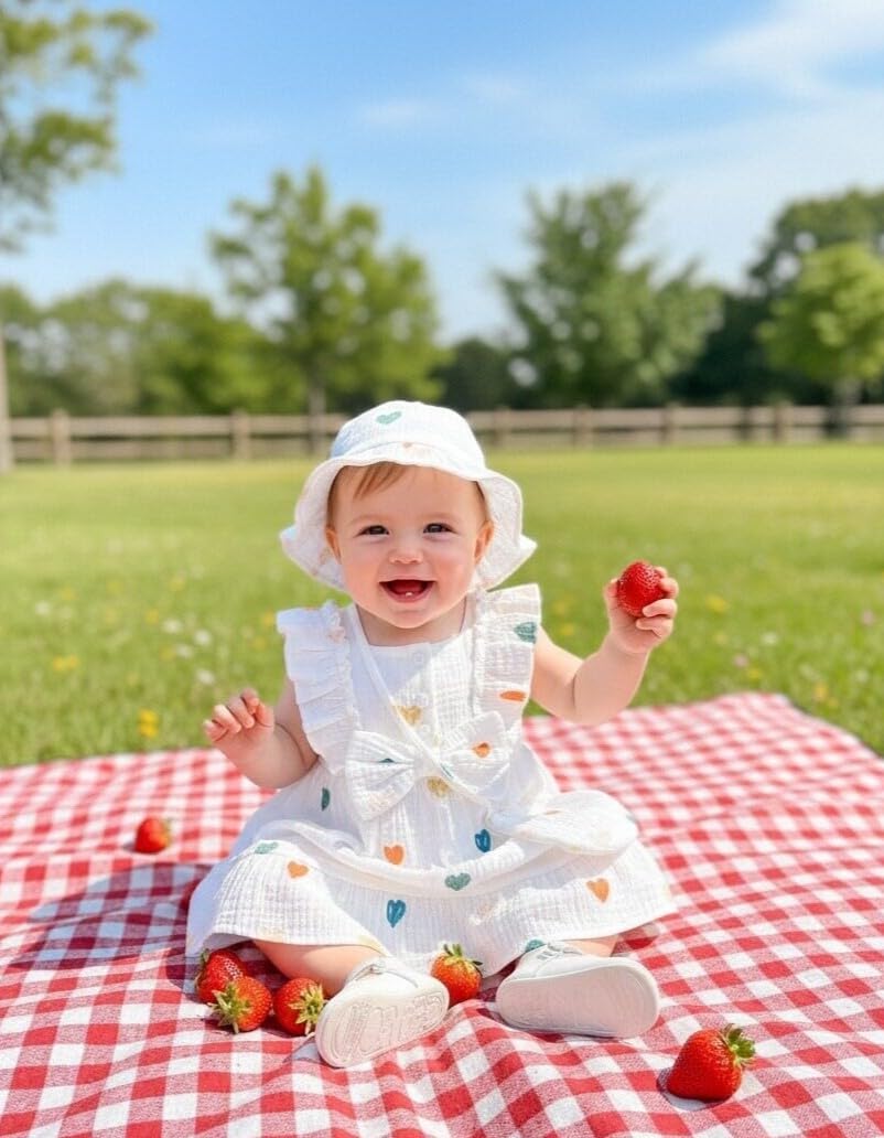 Renotemy Newborn Infant Baby Girl Dresses Summer Outfits Boho Casual Sundress Gifts Toddler Clothes for Girl with Hat and Bag WEBE CLOTHING