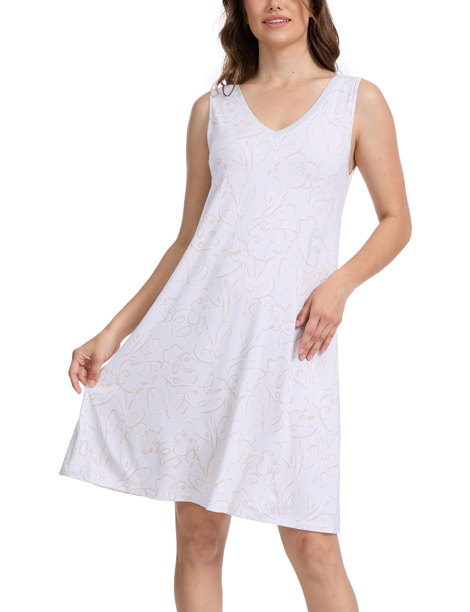 GYS Cooling Bamboo Viscose Sleeveless Nightgowns for Women | V Neck Sleep Shirt, Moisture-Wicking for Hot Sleepers & Night Sweats, Lightweight Night Shirts, Buttery Soft, Knee-Length WEBE CLOTHING