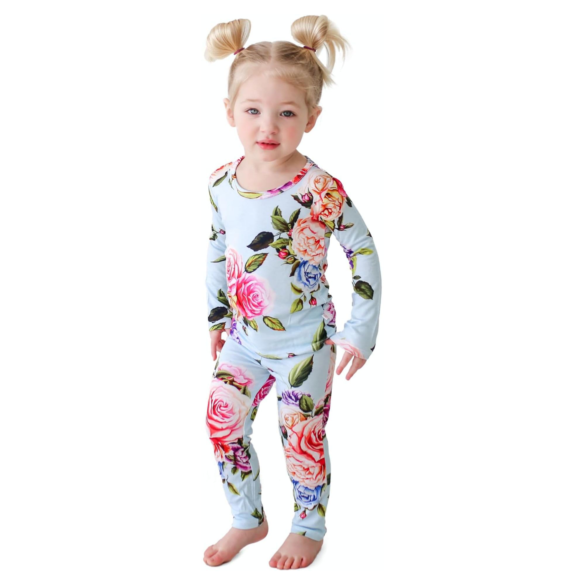 Posh Peanut Girls Pajamas - Soft, Viscose from Bamboo PJs for Kids - Matching, Long Sleeve Toddler Pajamas for Girls WEBE CLOTHING