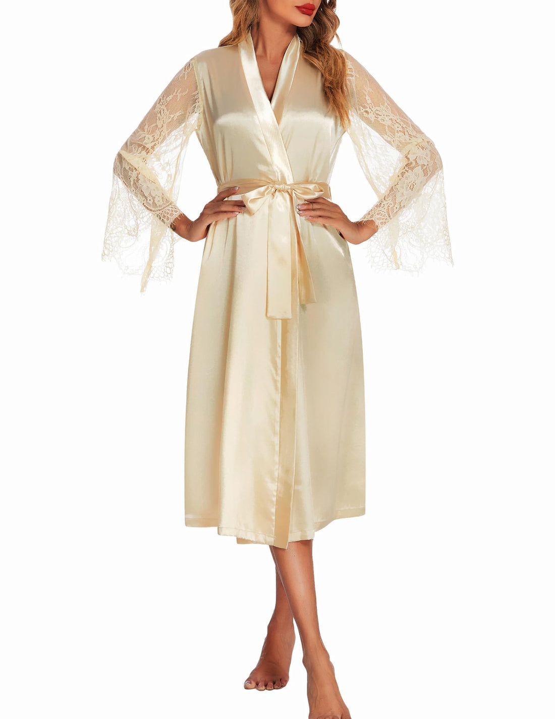 Eouaer Women's Satin Kimono Robe for Bridesmaid and Bride Wedding Party Getting Ready Short Robe WEBE CLOTHING