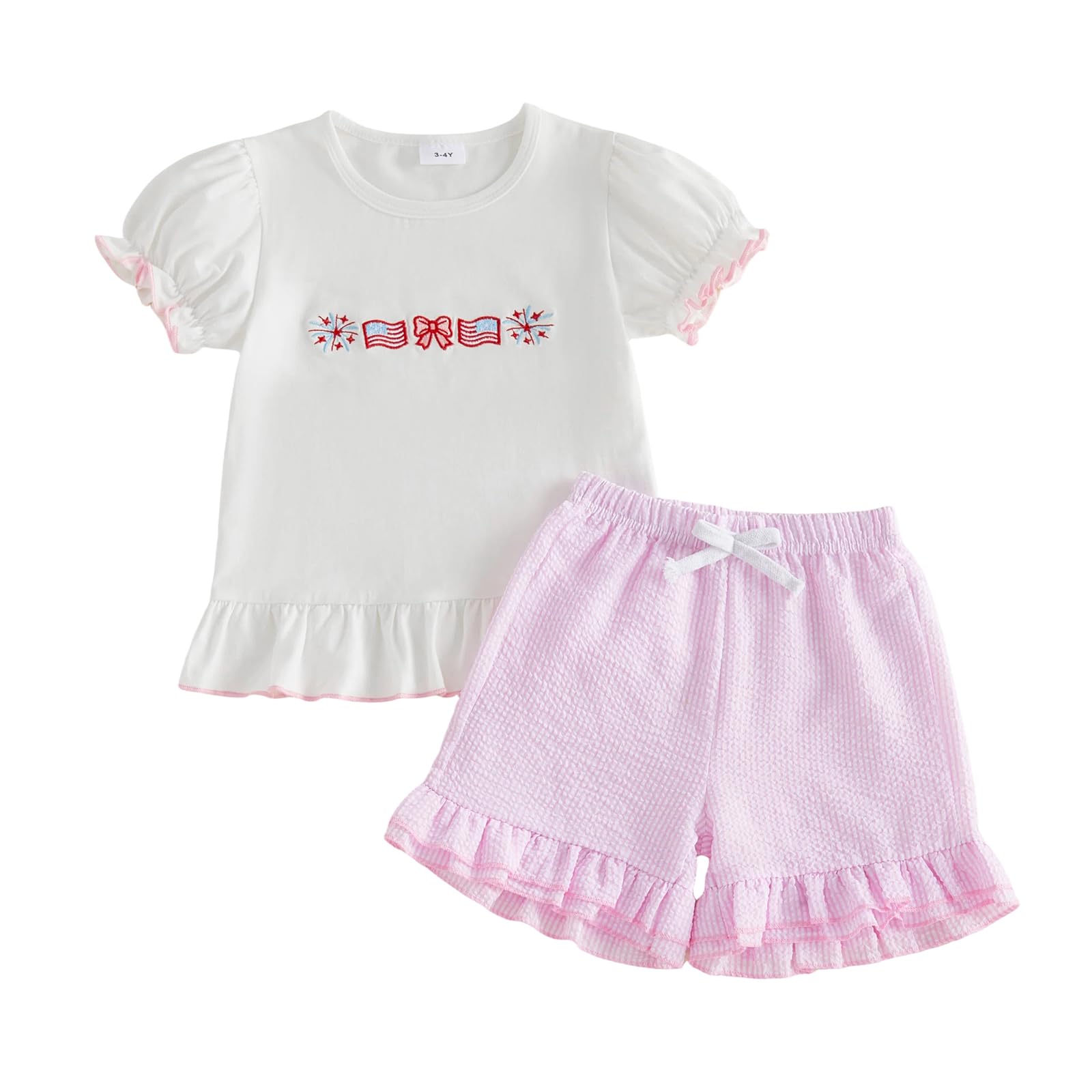 Toddler Baby Girl Summer Clothes T-Shirt Shorts Set Cute Outfits | Toddler Baby Girl Summer Clothes Short Sleeves T-Shirt Tops and Ruffled Shorts Set Cute Summer Outfits 2Pcs WEBE CLOTHING