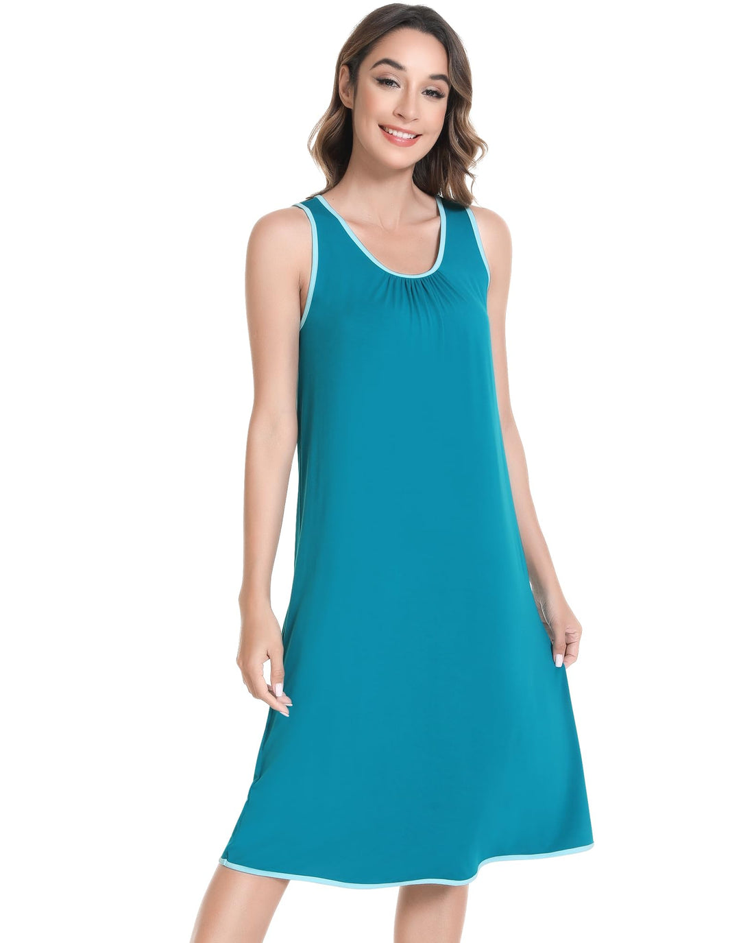 NACHILA Women's Nightgowns-Viscose Made from Bamboo,Sleeveless Tank Night Gown Crew Neck Sleep Dress Cool Sleepshirts WEBE CLOTHING