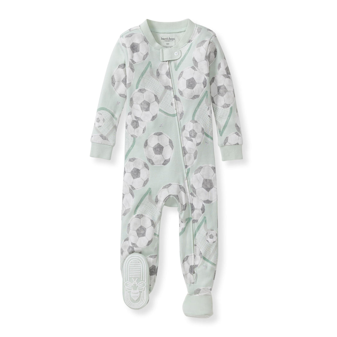 Burt's Bees Baby Organic Cotton Footed Pajamas for Boys, Zipper PJ Sleeper, Snug Fit Sleepwear with Non-Slip Bee Grips
