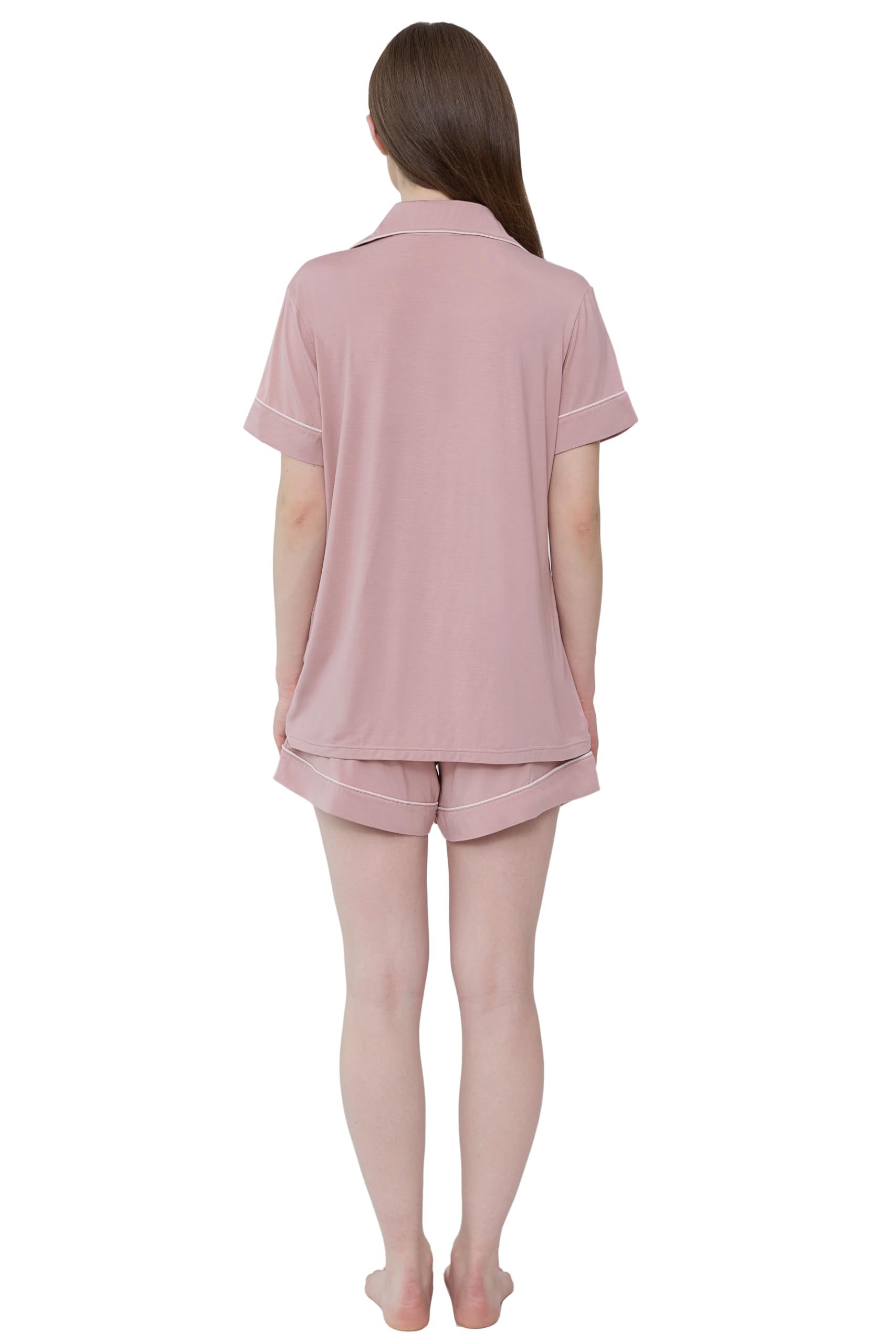 Joyaria Women's Cooling Bamboo Viscose Pajamas Shorts Set Button Front | Moisture Wicking, Cool & Lightweight, Breathable PJs for Night Sweats