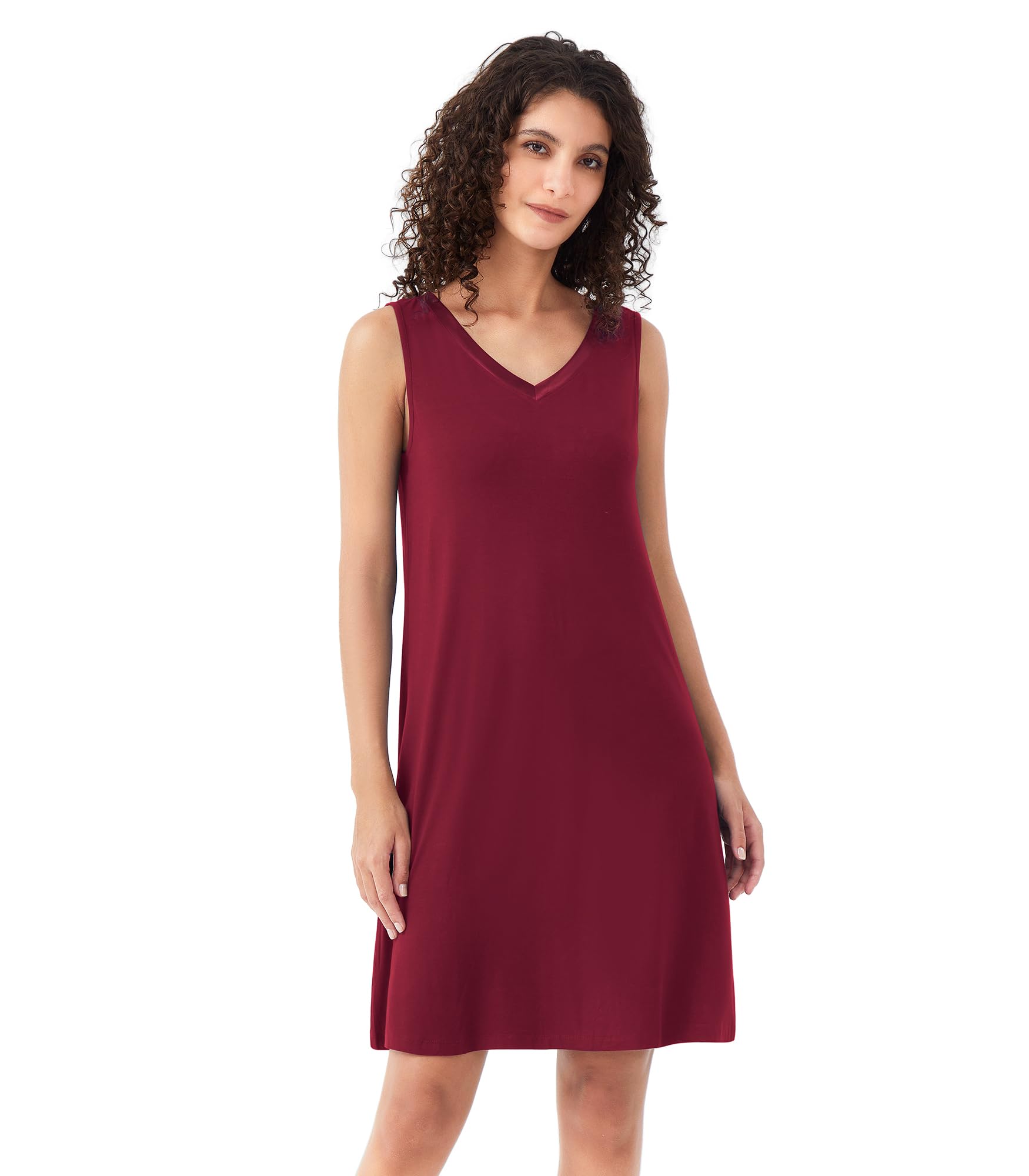 WiWi Nightgown for Women Super Soft Sleeveless Sleepwear Cool V-neck Sleep Shirts Bamboo Viscose Pj Gown S-4X WEBE CLOTHING