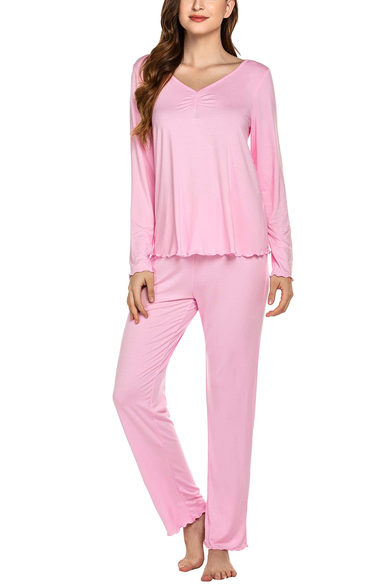 Ekouaer Womens Pajama Sets 2 Piece Lounge Set Fall Winter Pajamas Long Sleeve Pjs Top and Pants Soft Pj Sets Loose Sleepwear