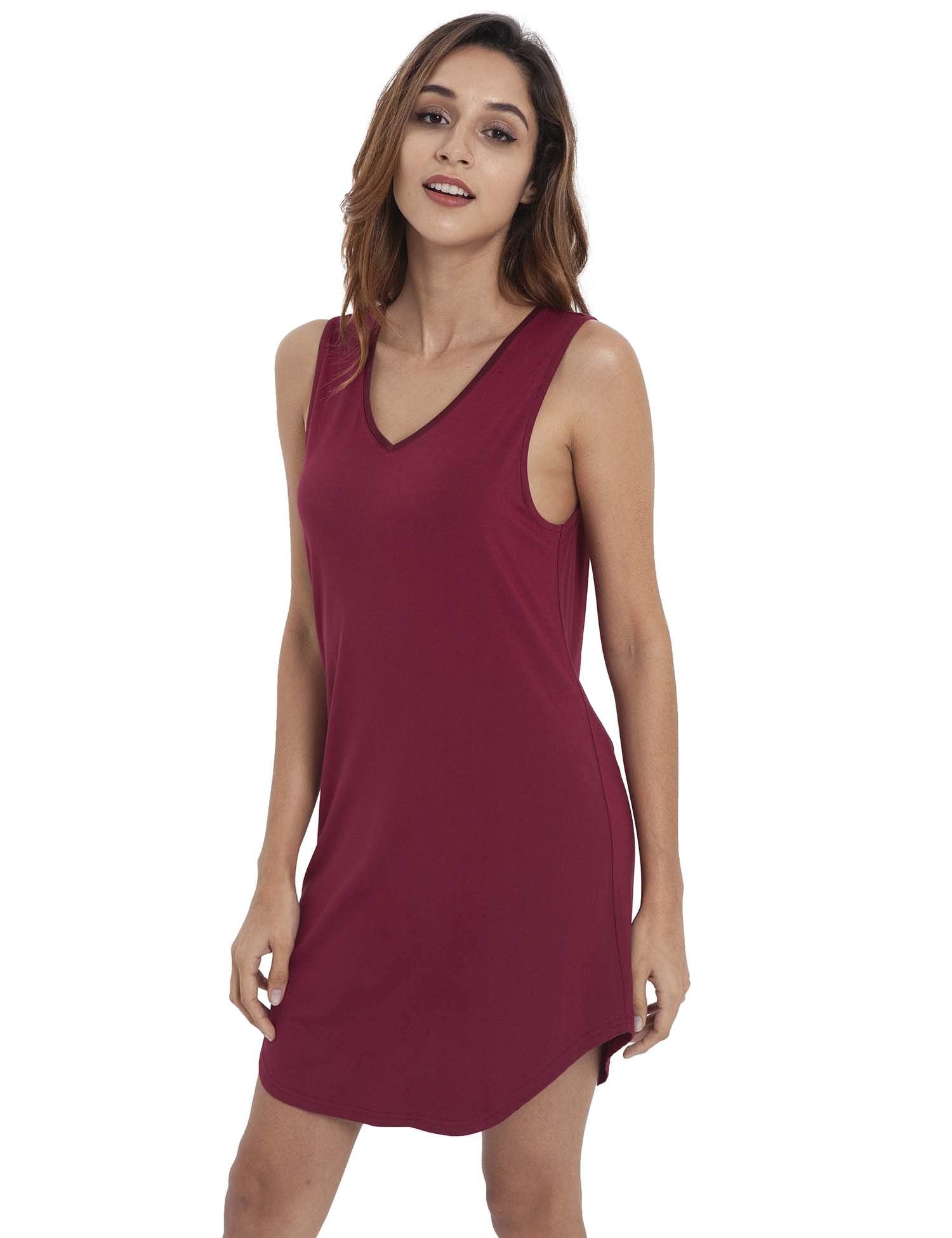 LazyCozy Bamboo Viscose Nightgowns for Women, Soft Sleeveless Night Shirts | V-Neck Tank Sleep Shirt, Short Night Dress Pajamas, Cooling, Moisture-Wicking Sleepwear for Hot Sleepers, Night Sweats WEBE CLOTHING