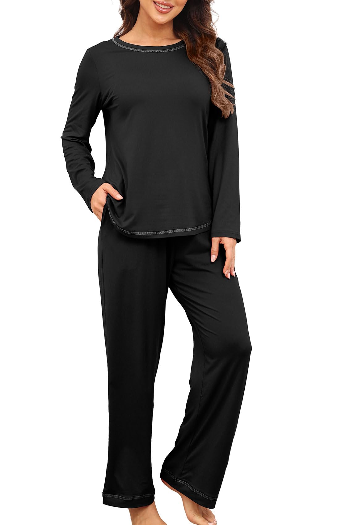 PrinStory Women's Pajama Set 2026 Lounge Sets Long Sleeve Sleepwear Soft 2 Piece Pjs with Pockets