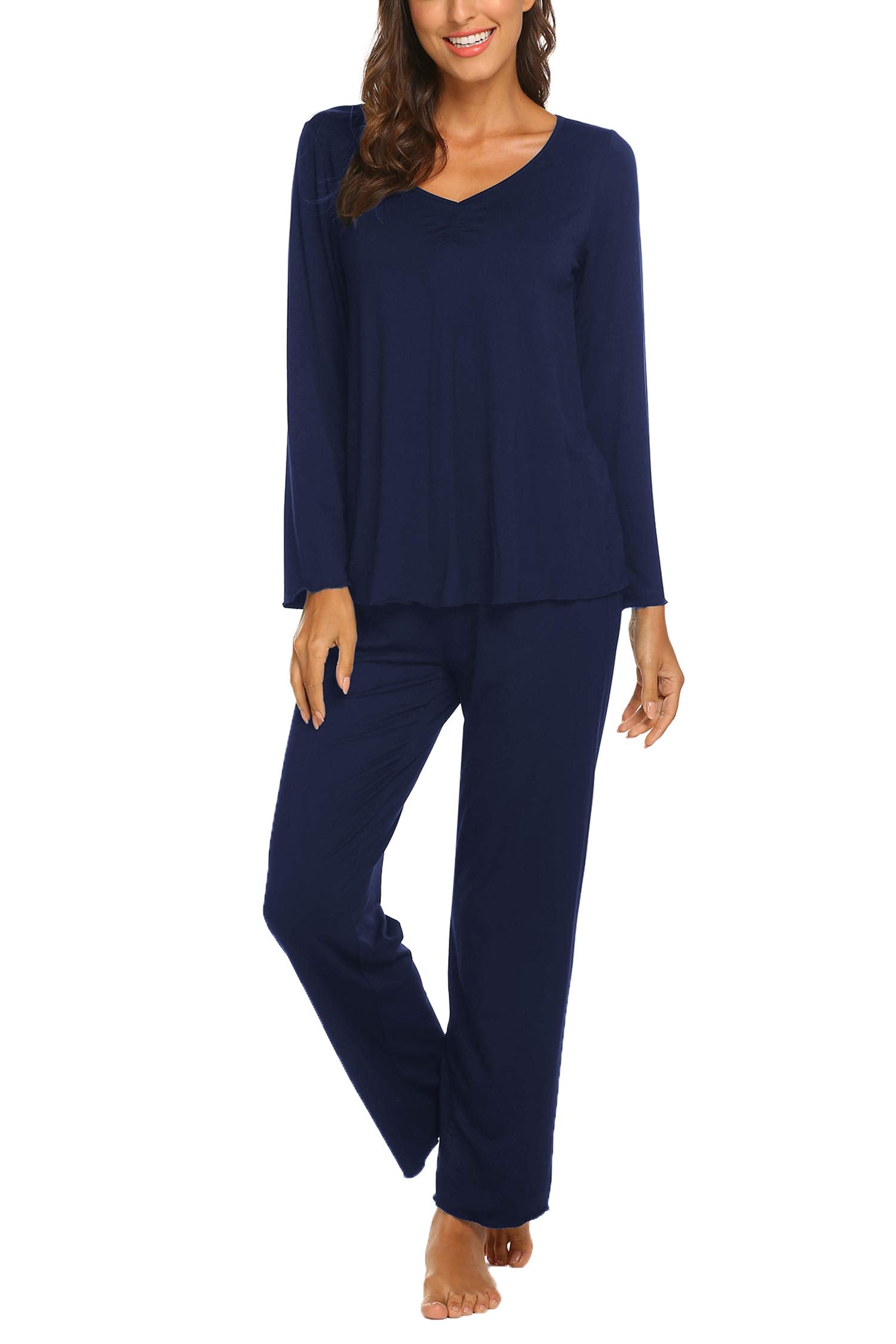 Ekouaer Womens Pajama Sets 2 Piece Lounge Set Fall Winter Pajamas Long Sleeve Pjs Top and Pants Soft Pj Sets Loose Sleepwear