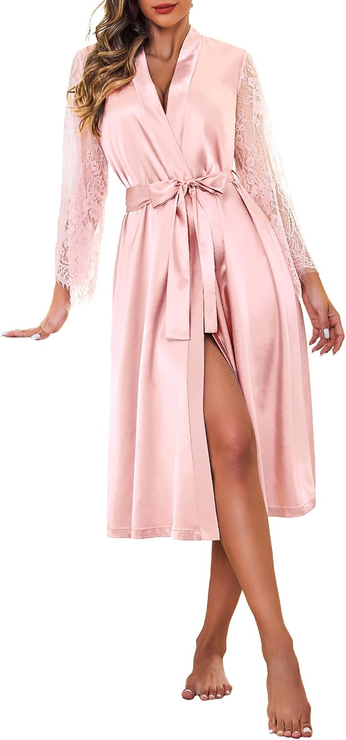 Eouaer Women's Satin Kimono Robe for Bridesmaid and Bride Wedding Party Getting Ready Short Robe WEBE CLOTHING