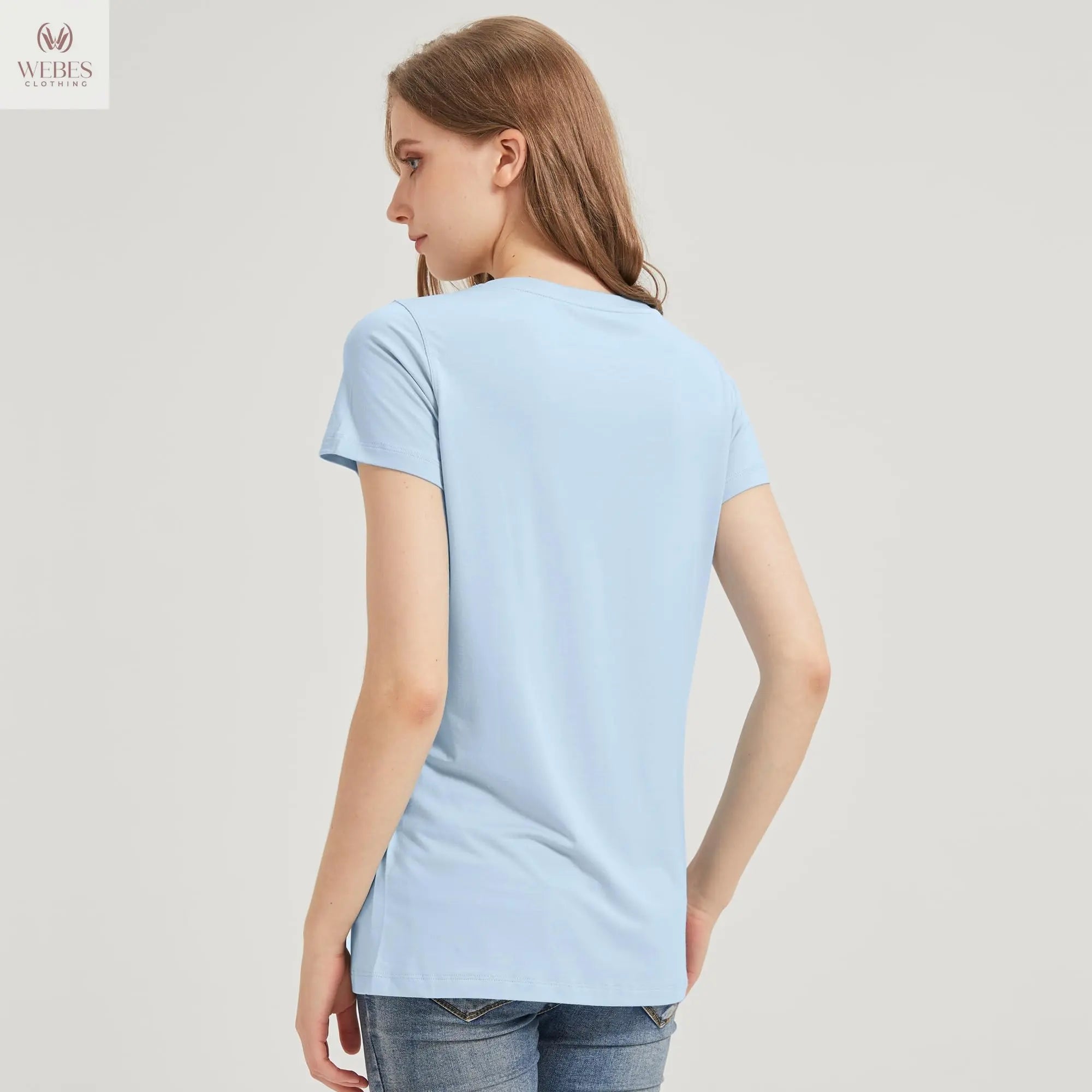 netdraw Women's Ultra-Soft Bamboo Viscose Cotton V-Neck Short Sleeve T-Shirt, Casual Summer Tops for Lounge Sleep Pajama