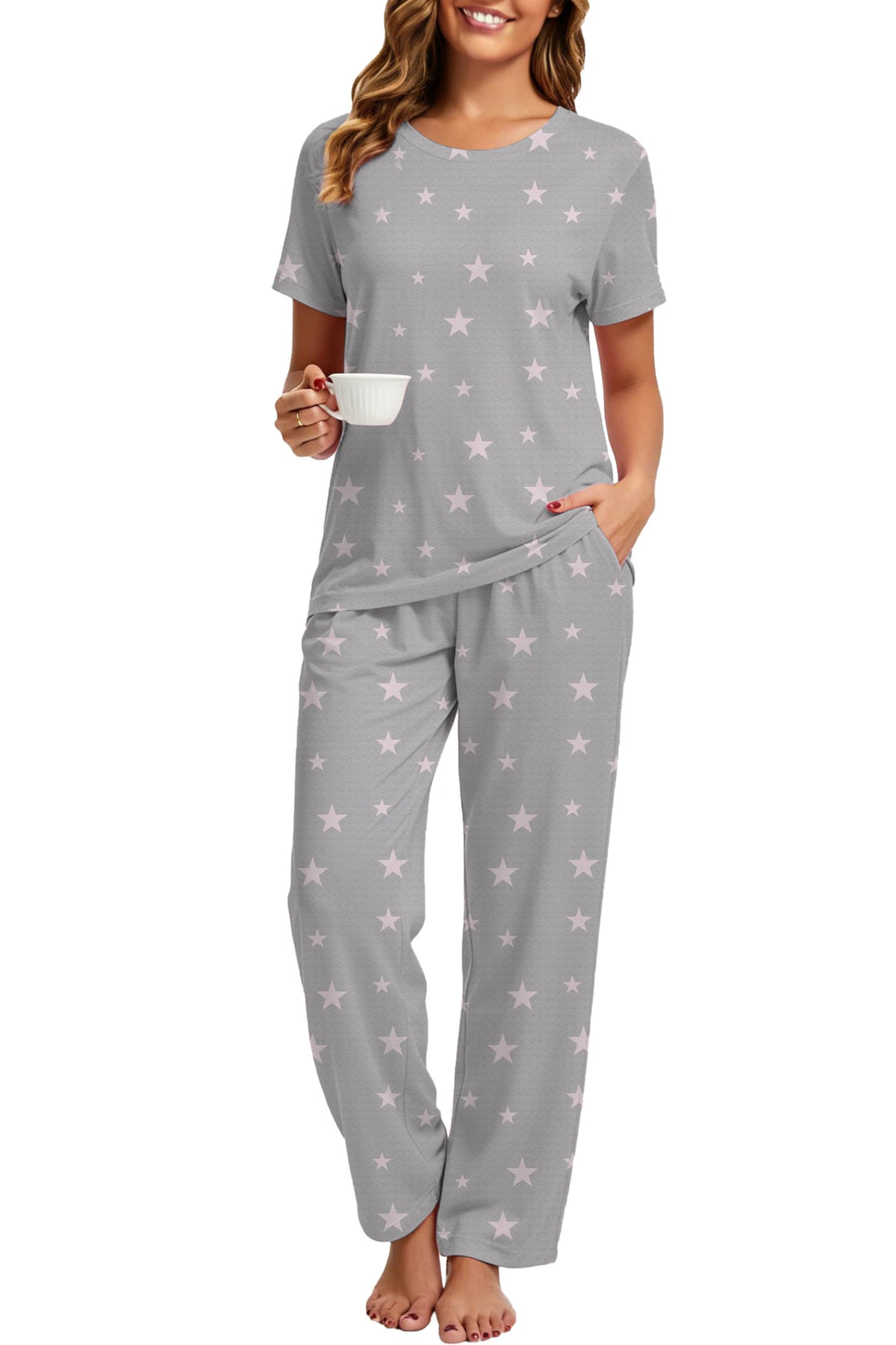 2 Piece Pjs Set For Womens Pajamas Lounge Set Long Sleeve Joggers Pants Sleepwear with Pockets WEBE CLOTHING