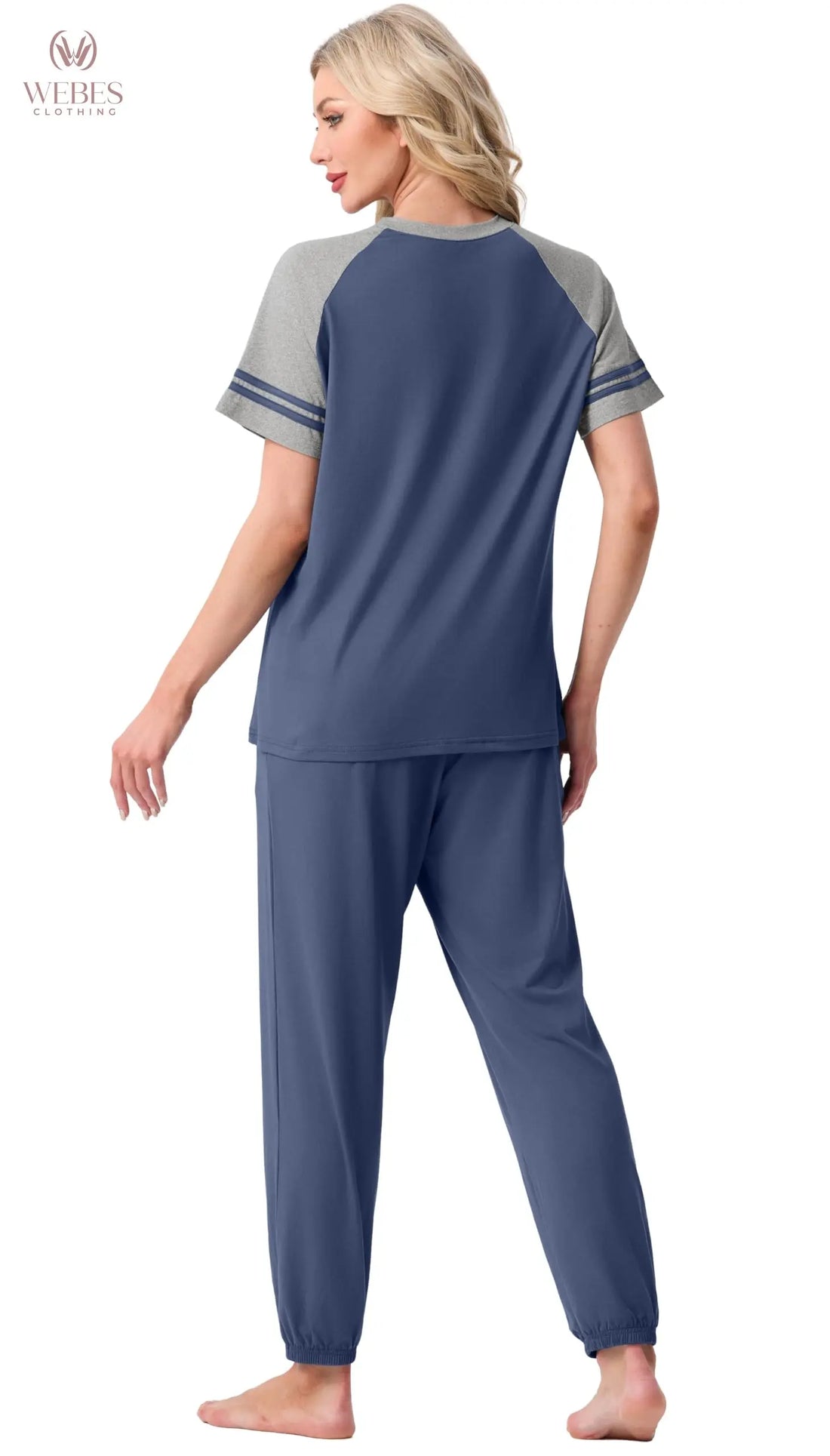 PrinStory Womens Pajama Sets Short Sleeve Pjs 2 Piece Lounge Set Soft Pj Sets Lightweight Sleepwear Loungewear with Pockets WEBE CLOTHING