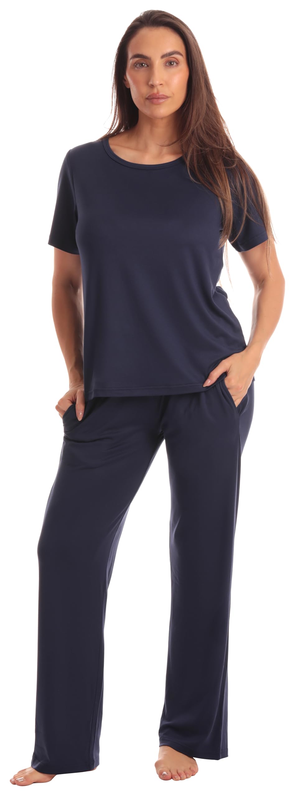 Just Love Women's Pajama Set, Soft Stretch Short Sleeve Crew Neck Top and PJ Pants with Two Pockets WEBE CLOTHING
