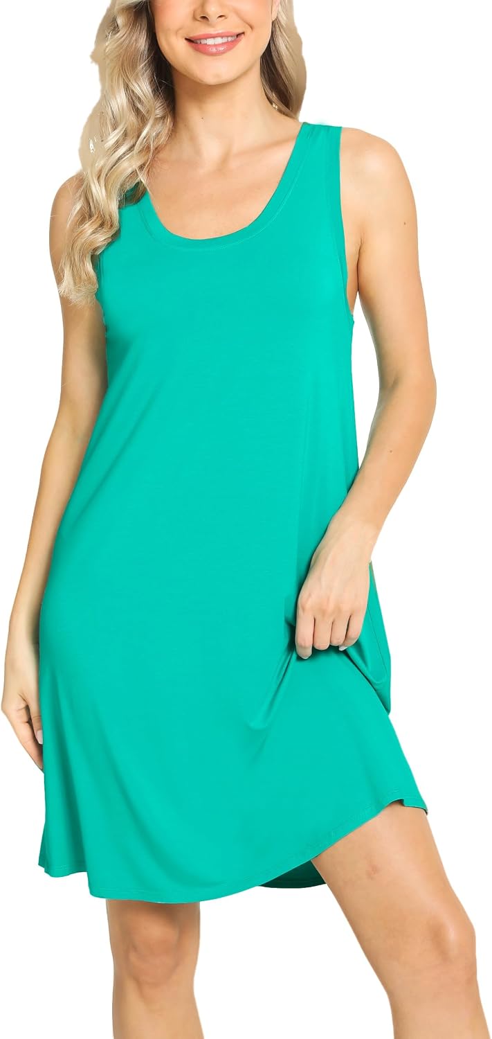GYS Women's Bamboo Viscose Cooling Tank Nightgowns | Moisture wicking, Comfortable & breathable, for hot sleeper, Sleeveless, Racerback, Stretch soft, Lightweight WEBE CLOTHING