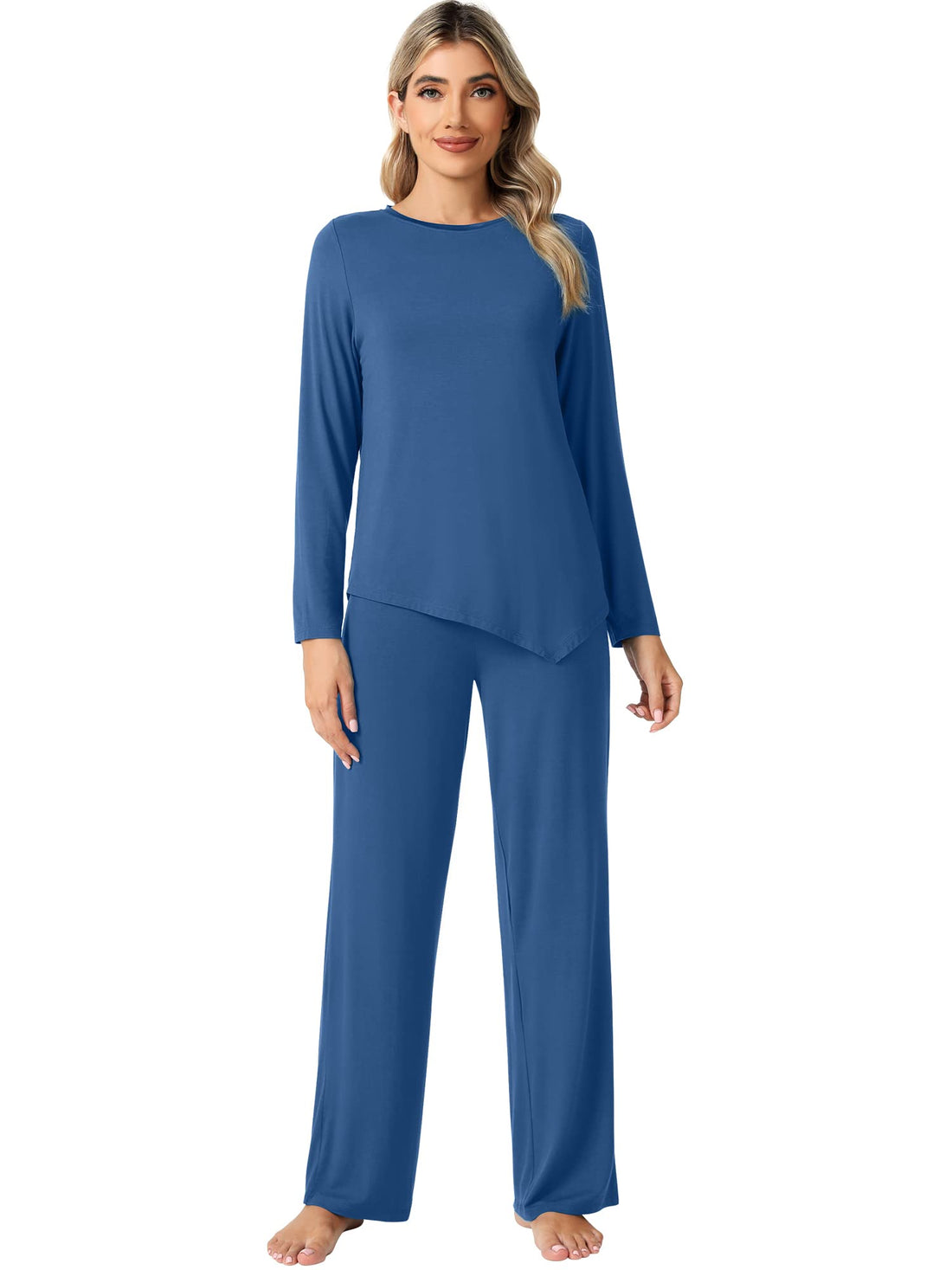 WiWi Pajamas Set for Women Super Soft Long Sleeve Pj Cooling Sleepwear Lounge Sets Loungewear Viscose from Bamboo S-XXL
