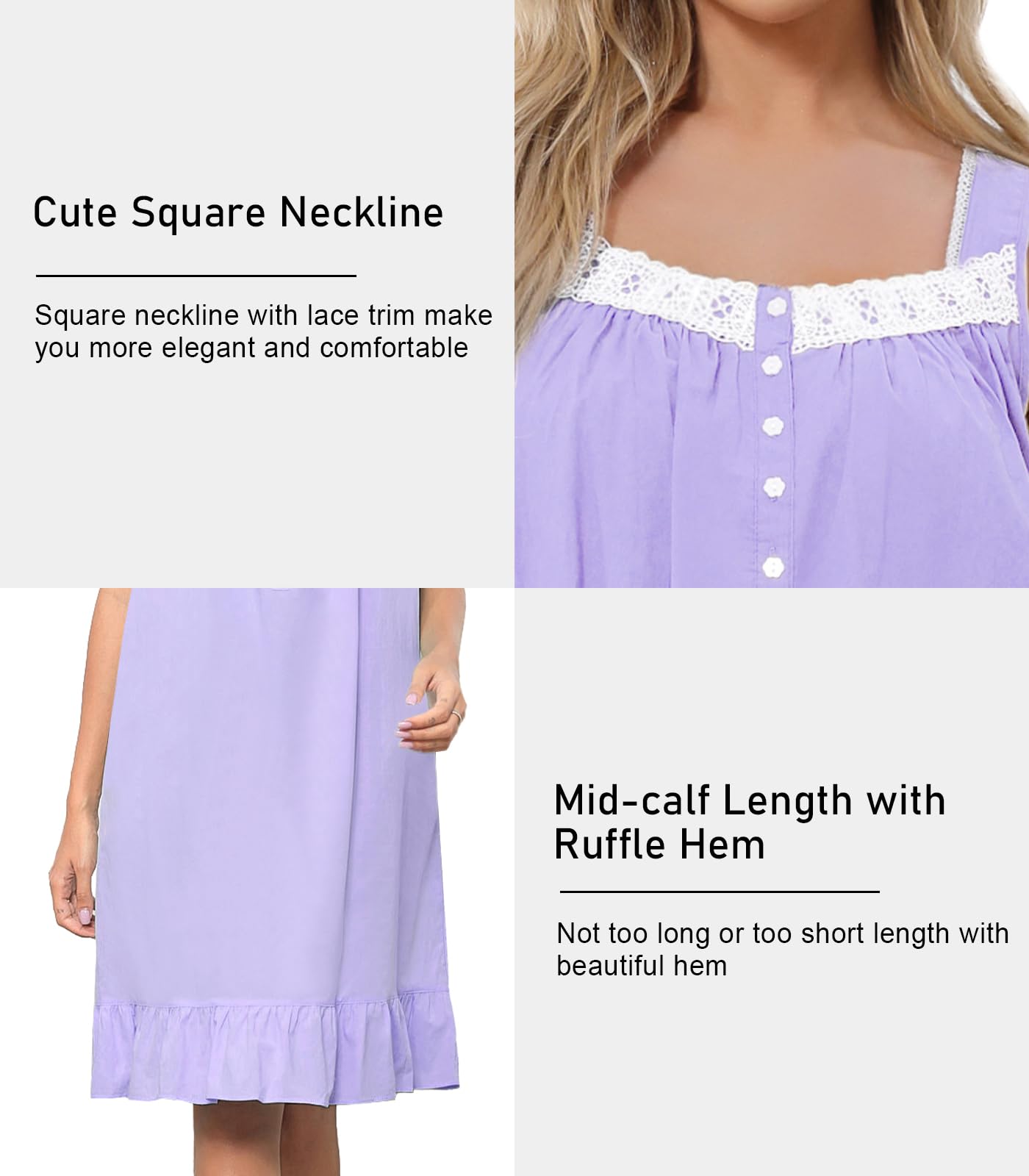 Sleeveless Nightgowns for Women 100% Cotton Nightgown Sleep Dress Soft Ladies Gowns Sleepwear Nightdress WEBE CLOTHING