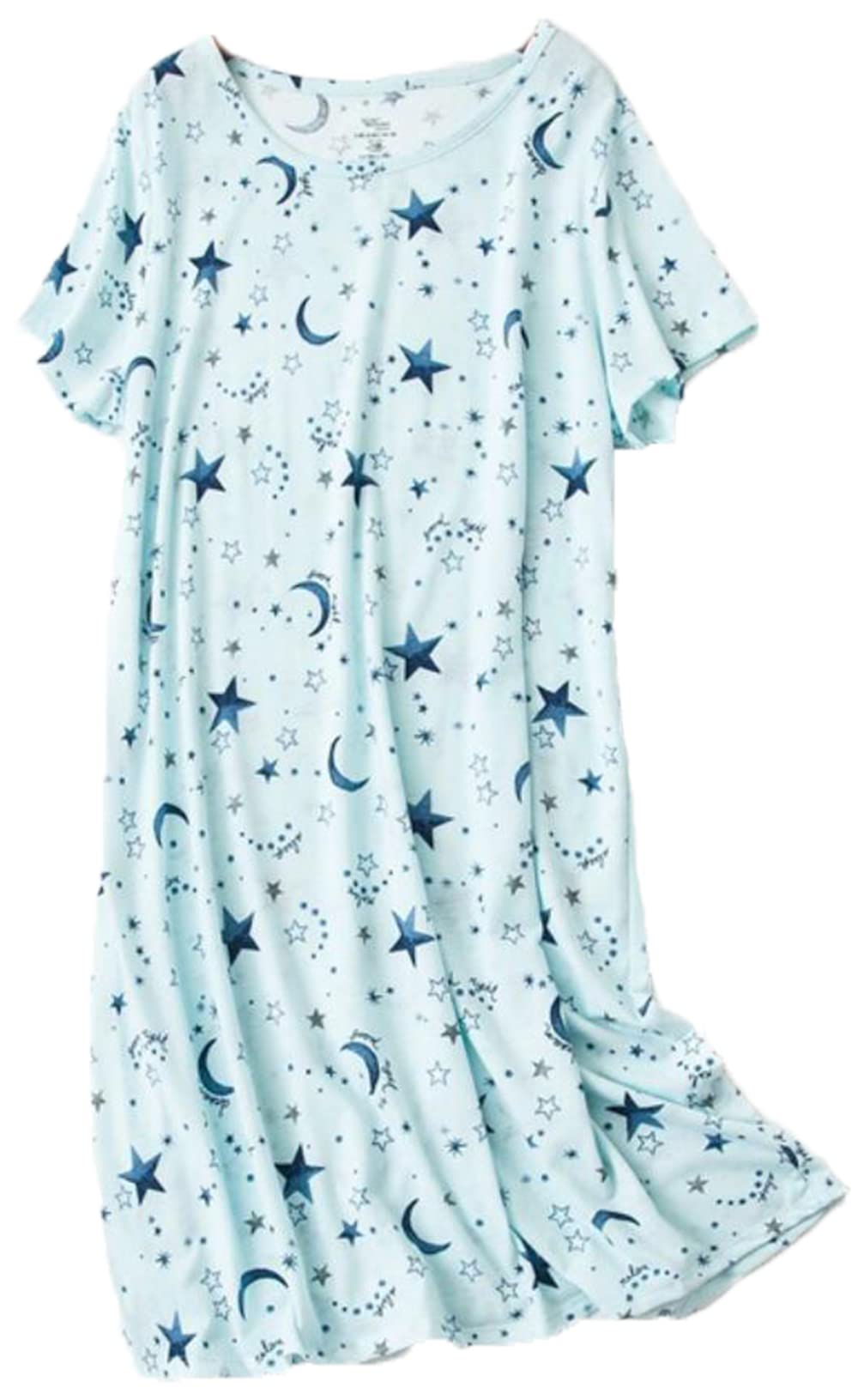 PNAEONG 3 Pack Women's Cotton Nightgown Sleepwear Short Sleeves Shirt Casual Print Sleepdress