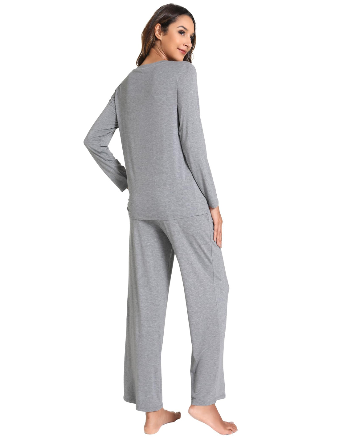 GYS Women's Pajama Sets Long Sleeve Sleepwear Comfy 2 Piece Ladies Pj Sleep Set, Viscose Made from Bamboo