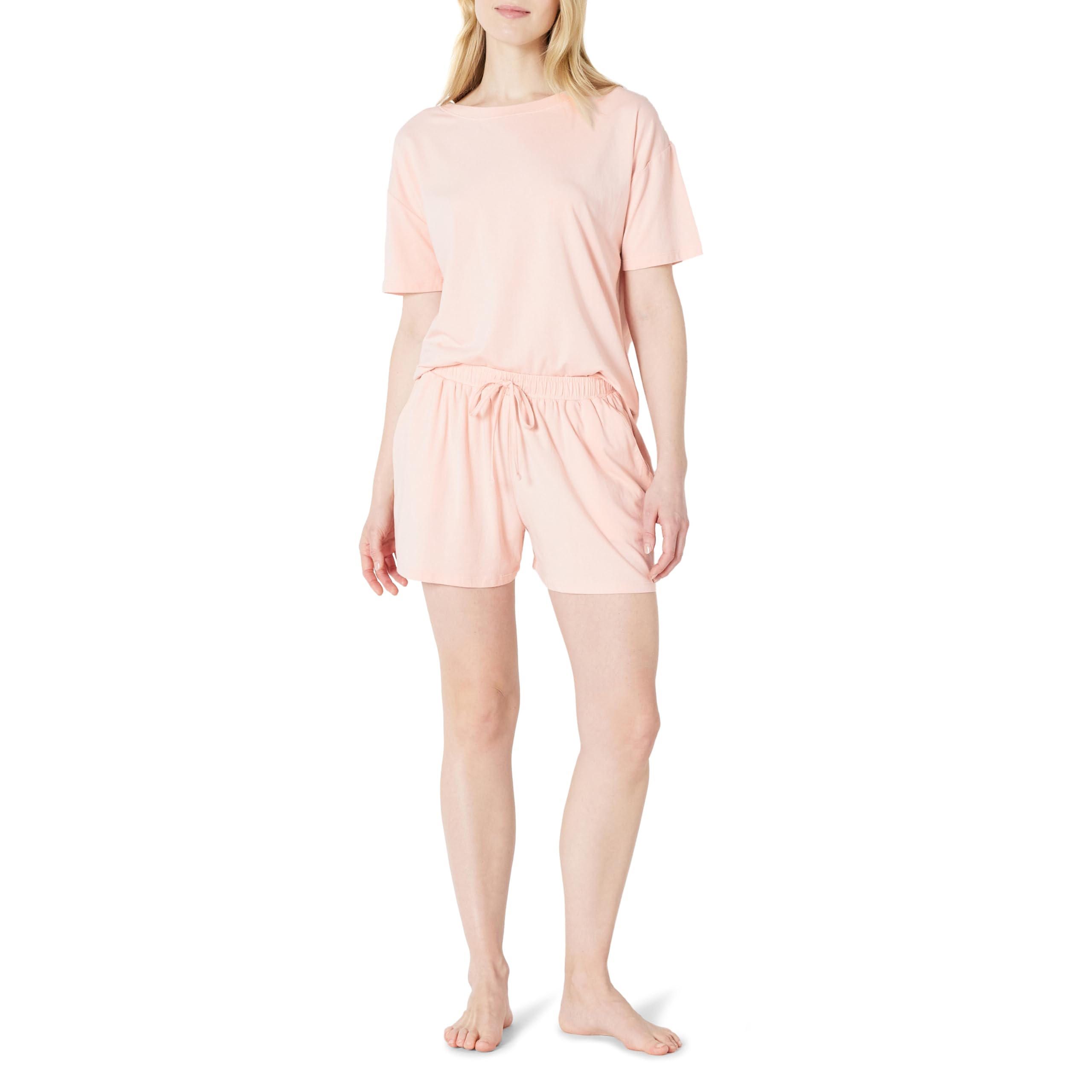 Amazon Essentials Women's Soft Cotton Blend Short Sleeve T-Shirt and Short Sleepwear Set