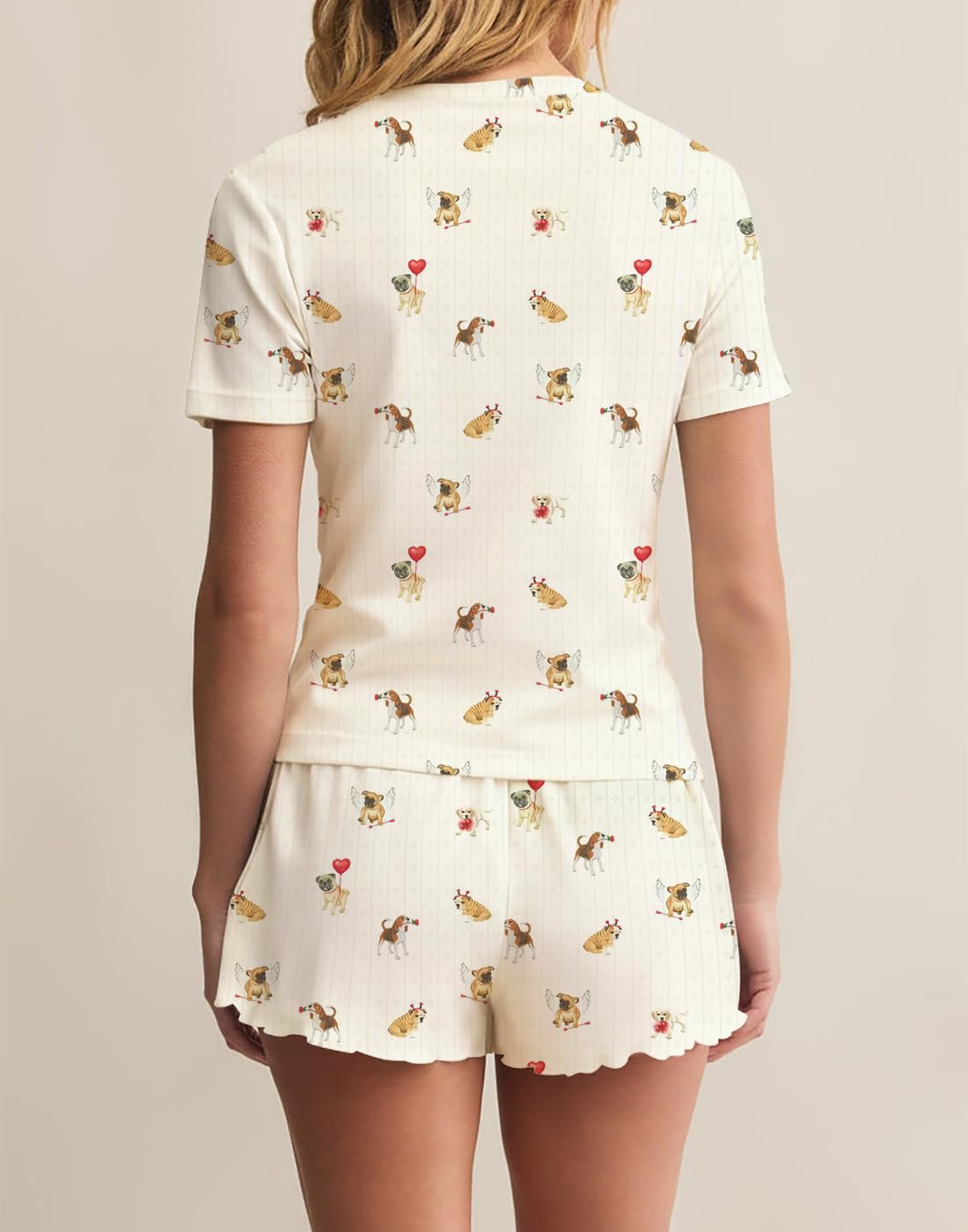Lacozy Cute Pajama Sets for Women 2 Piece Short Sleeve Floral Print Button Shirt and Short Pj Sets Woman Y2K Sleepwear