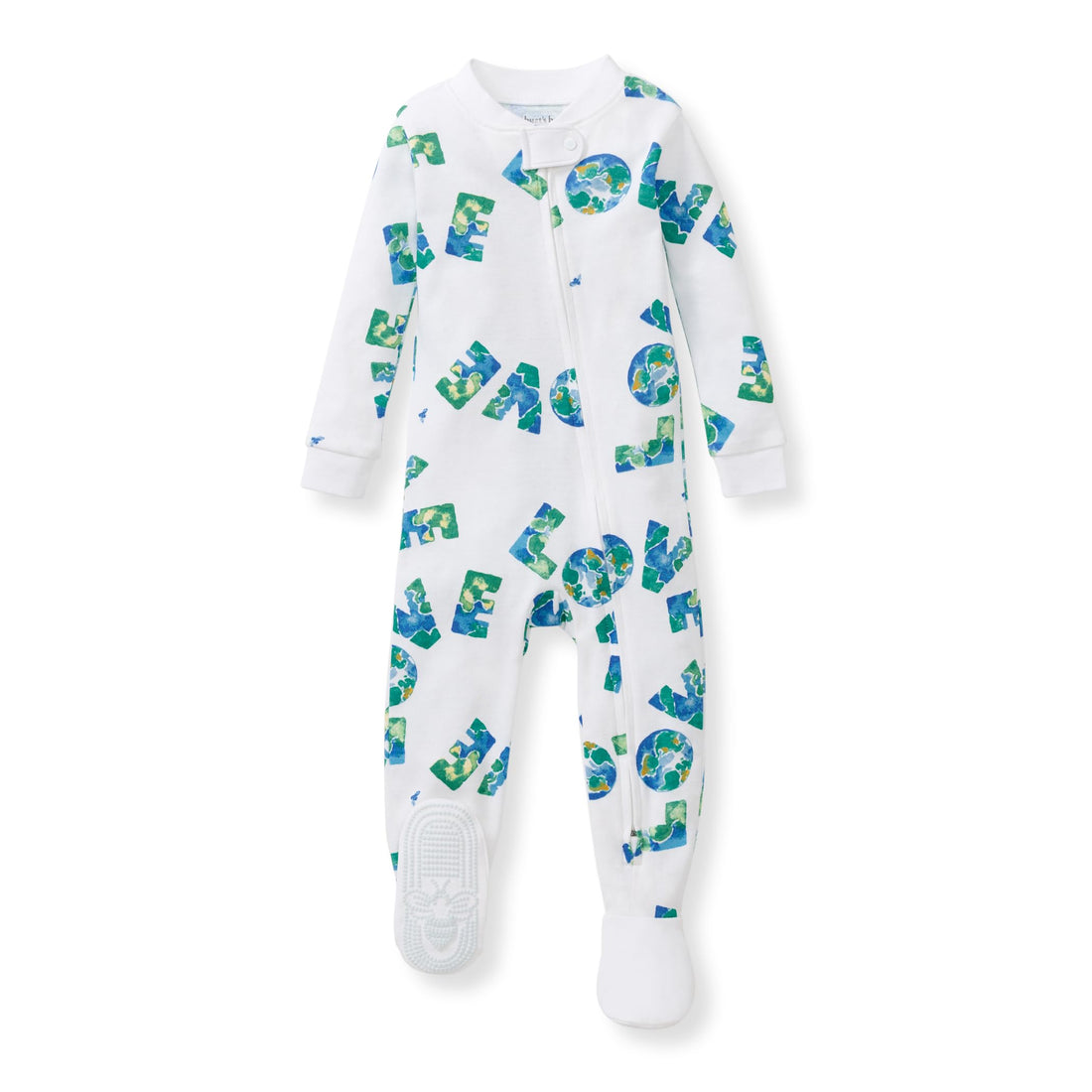 Burt's Bees Baby Organic Cotton Footed Pajamas for Boys, Zipper PJ Sleeper, Snug Fit Sleepwear with Non-Slip Bee Grips