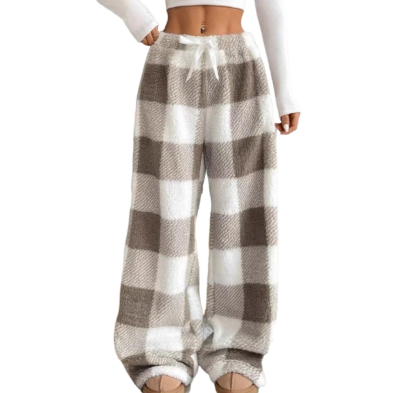 Leopard Pants Women Therian Fuzzy Pajama Pants Y2k Cheetah Pants Grunge High Waisted Fluffy Pants