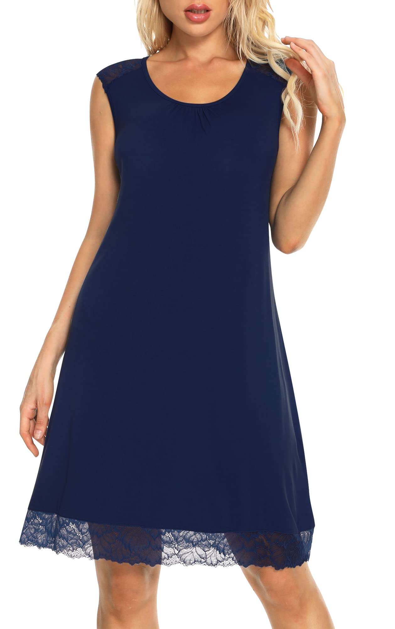 WiWi Tank Nightgown for Women Soft Comfy Sleeveless Sleep Gowns Viscose from Bamboo Cooling Sleepwear S-XXL WEBE CLOTHING