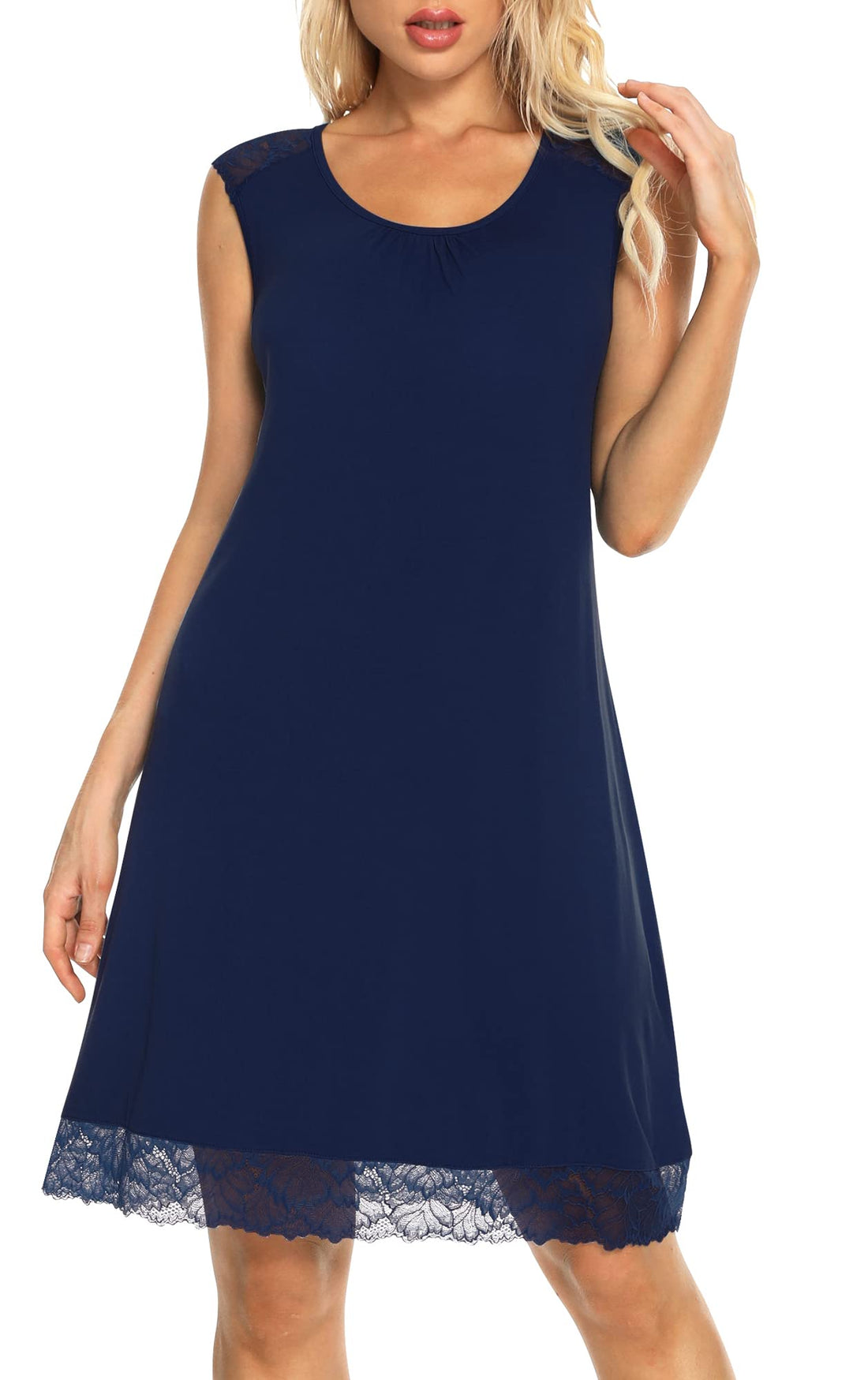 WiWi Tank Nightgown for Women Soft Comfy Sleeveless Sleep Gowns Viscose from Bamboo Cooling Sleepwear S-XXL WEBE CLOTHING