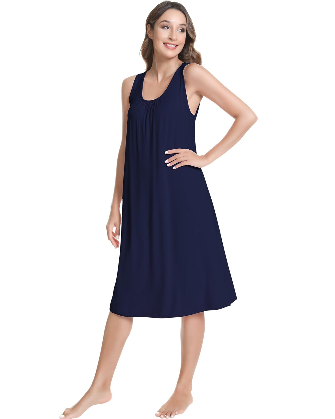 NACHILA Women's Nightgowns-Viscose Made from Bamboo,Sleeveless Tank Night Gown Crew Neck Sleep Dress Cool Sleepshirts WEBE CLOTHING