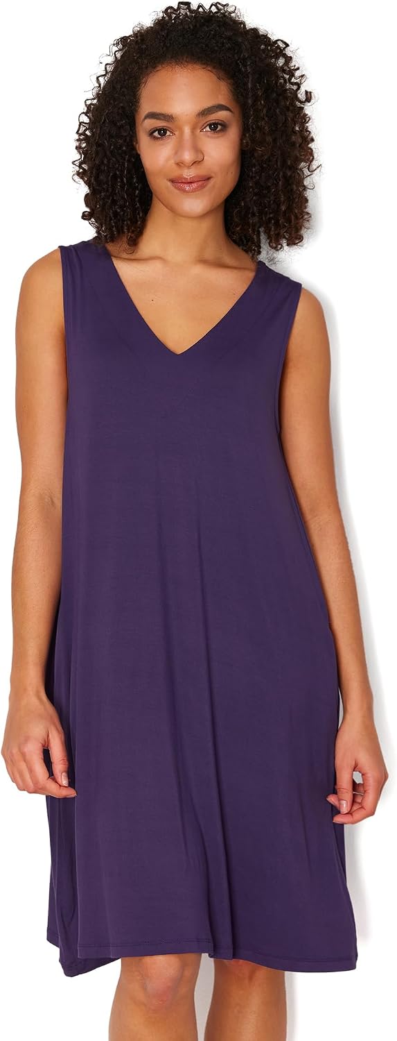GYS Bamboo Viscose Women's Nightgowns V Neck Sleeveless Tank Pajama Dress for Women WEBE CLOTHING